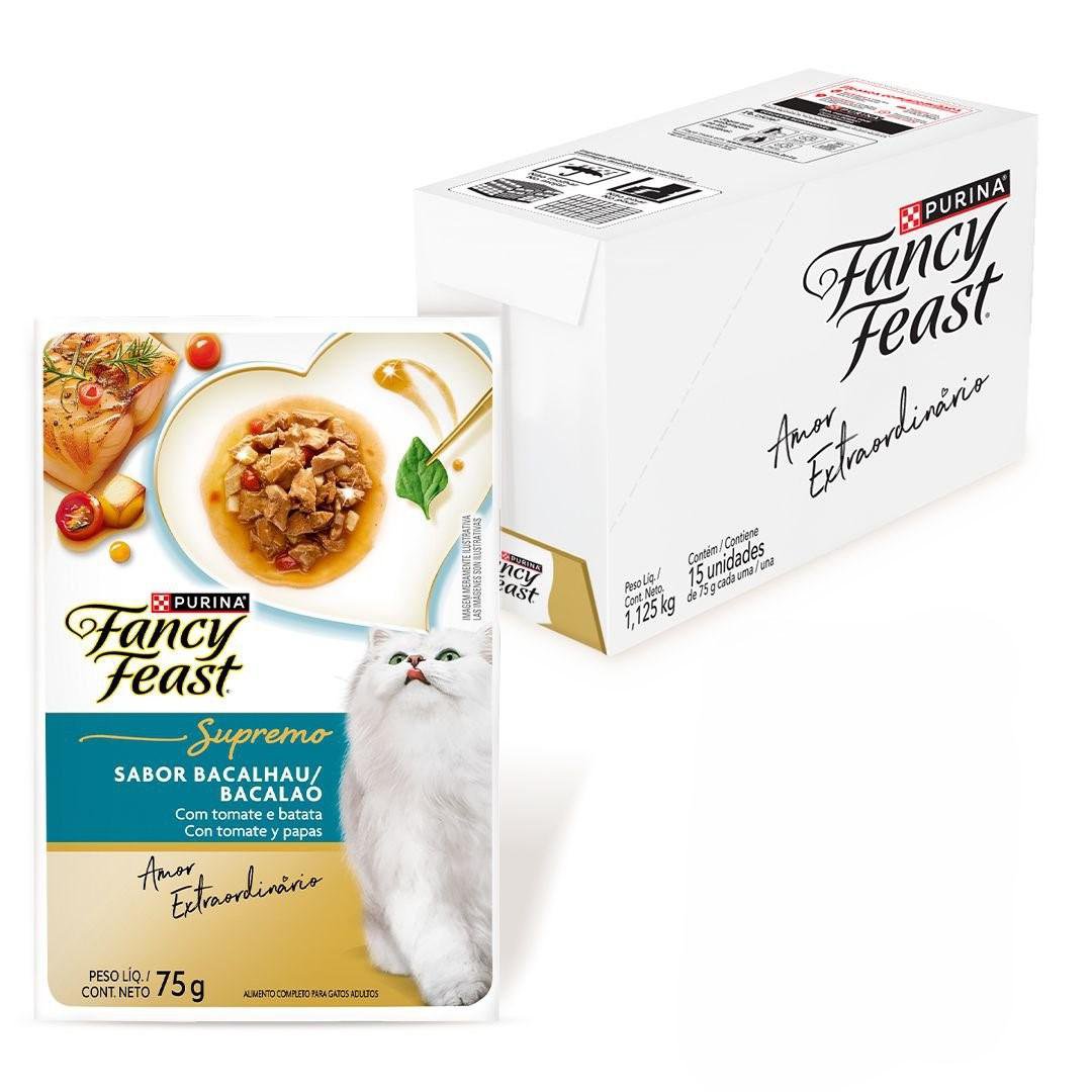 Racao Umida Purina® Fancy Feast® Supremo Bacalhau Para Gatos Adultos 75G - 15 Un