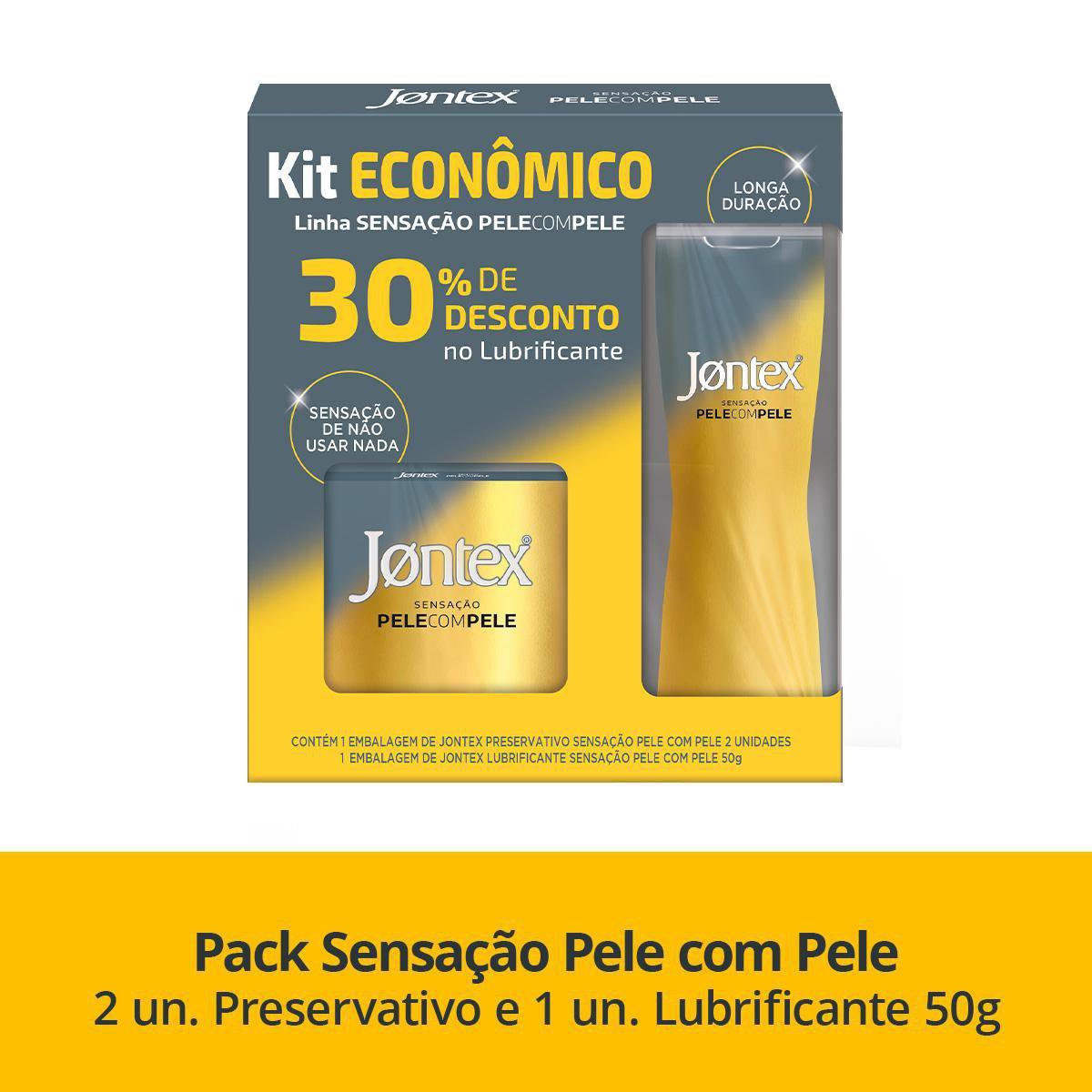 Jontex Pele C/ Pele Pack Preservativo 2Und + Gel Lubrificante 50G