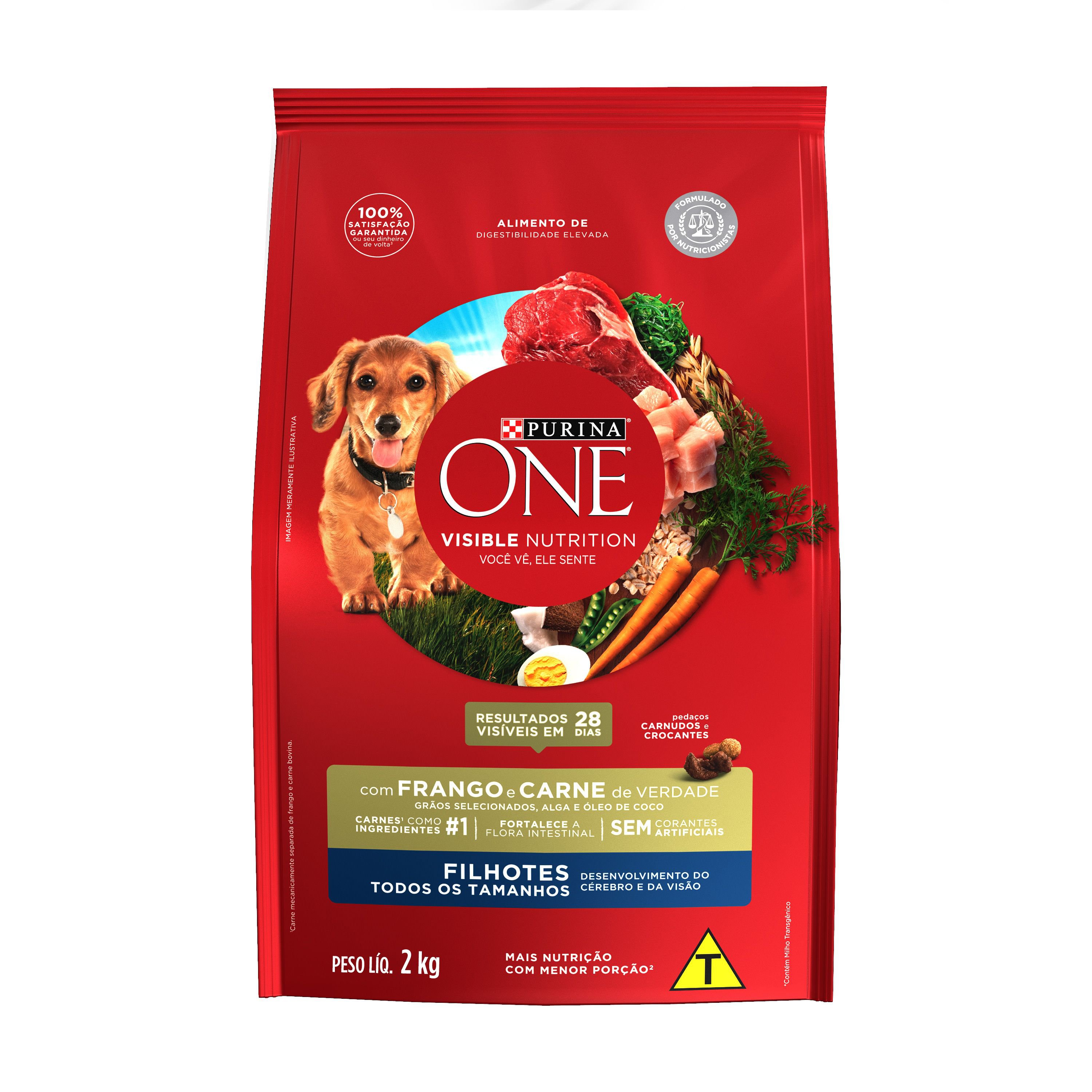 Racao Seca Purina One® Para Caes Filhotes Frango E Carne 2Kg