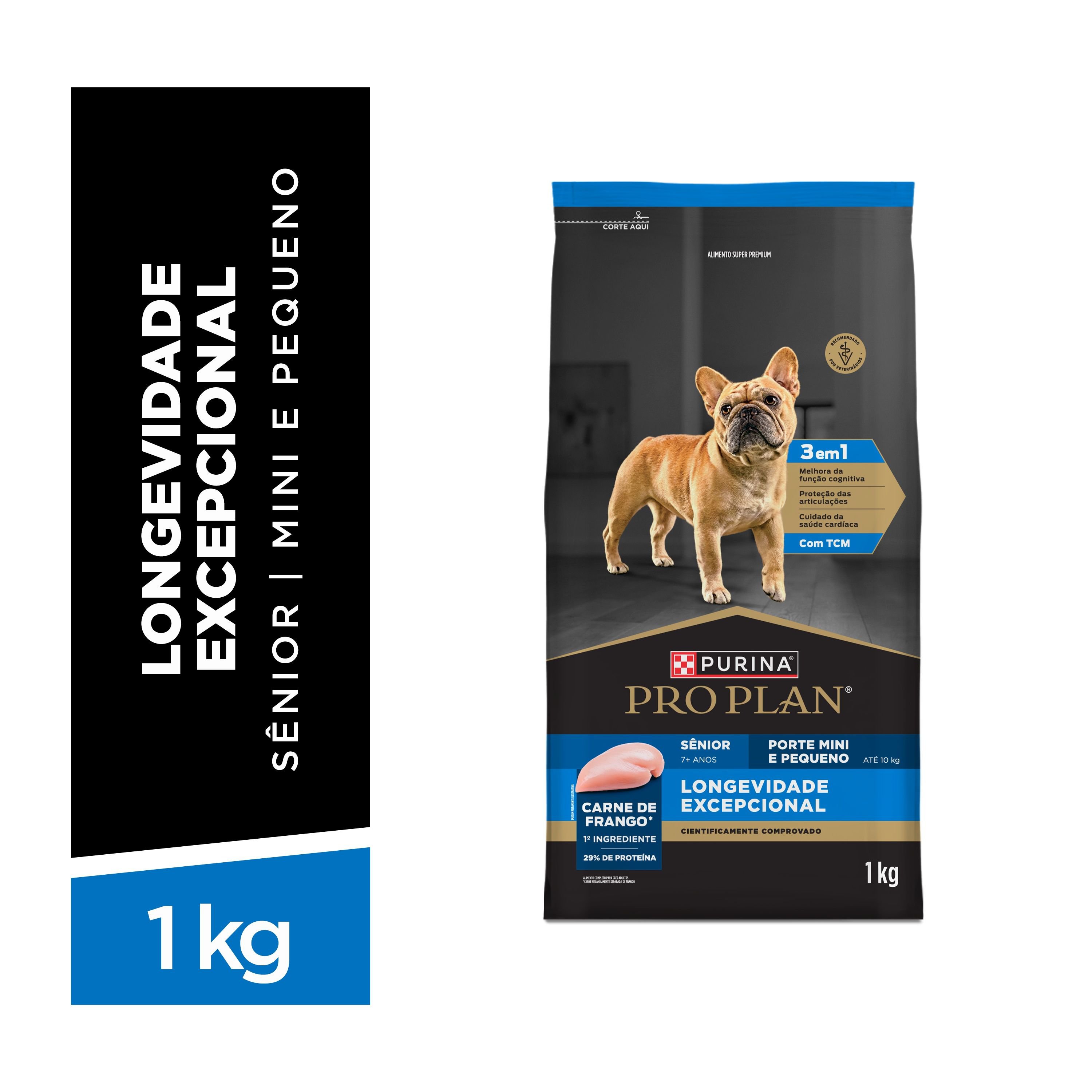 Racao Seca Purina® Pro Plan® Longevidade Excepcional Para Caes Senior C/ Mais 7 Anos Porte Mini E Pequeno Sabor Frango 1Kg