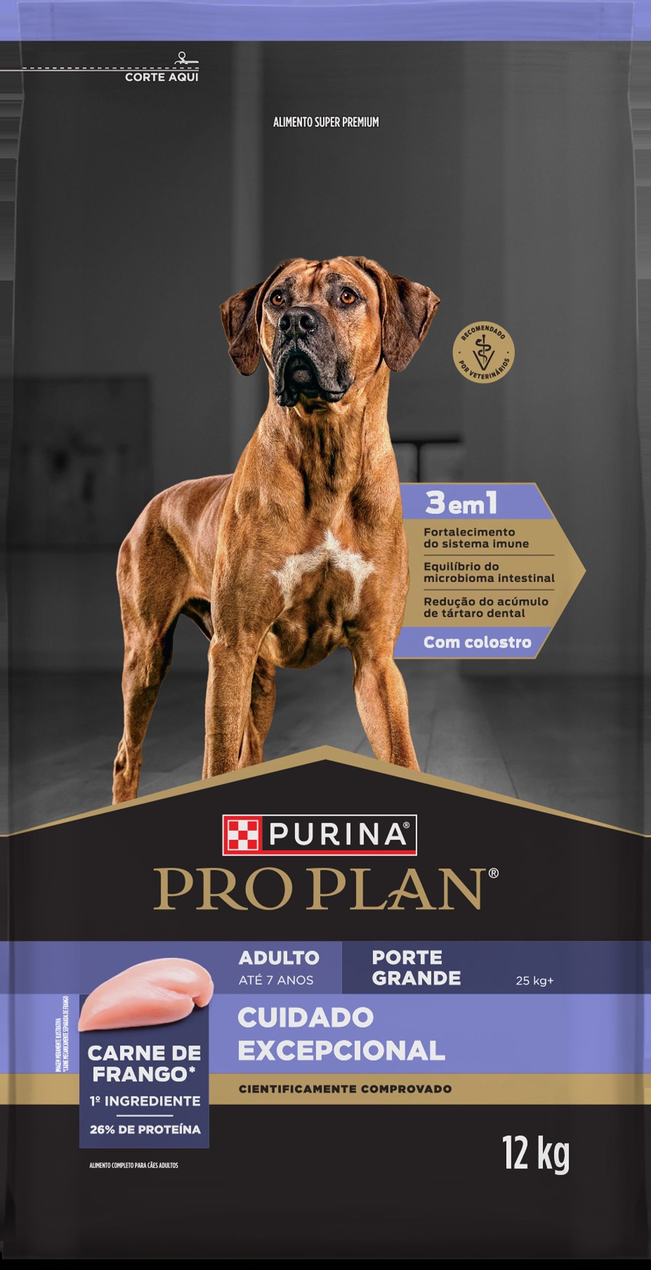 Racao Seca Purina® Pro Plan® Cuidado Excepcional Para Caes Adultos Porte Grande Sabor Frango 12Kg