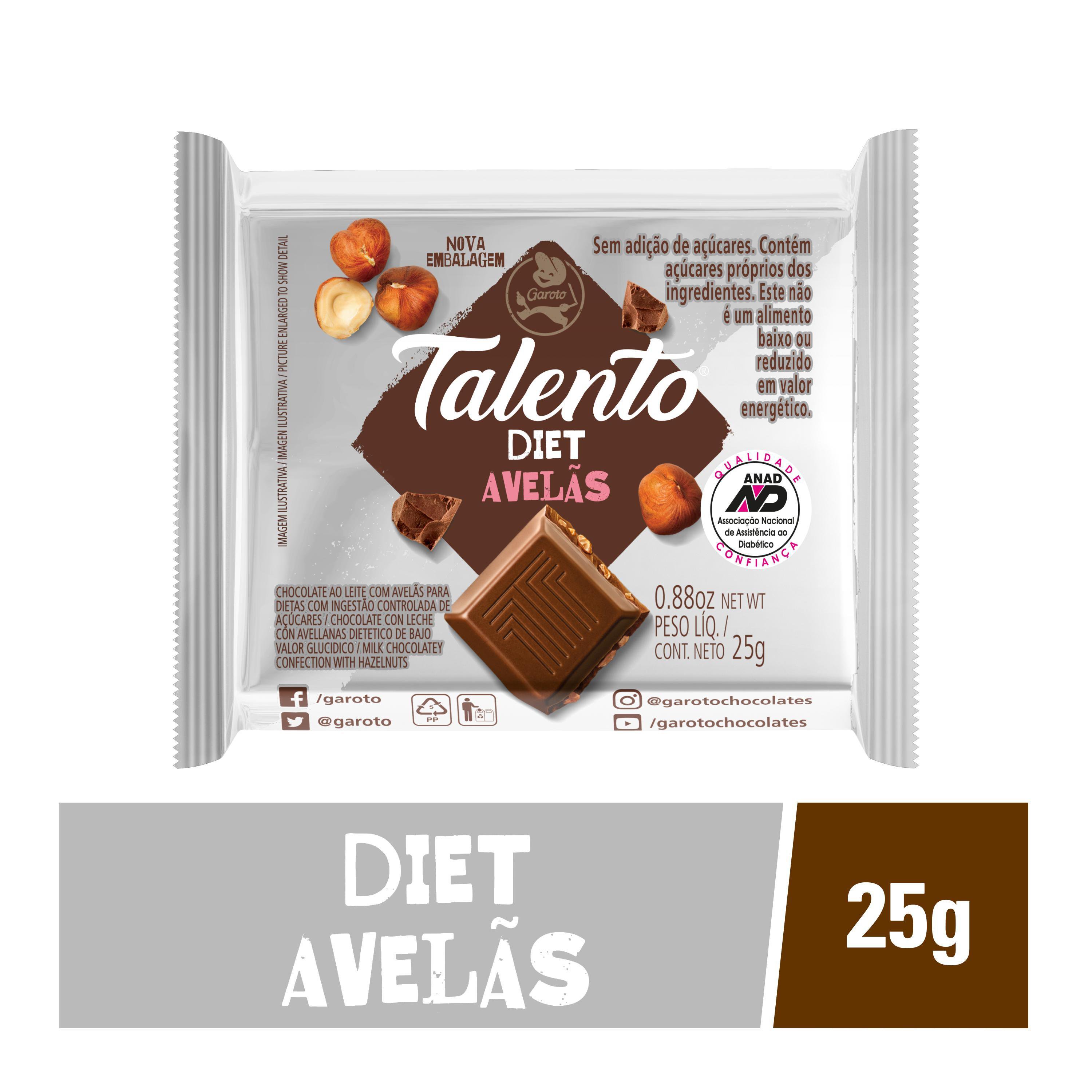 Choc Garoto Talento Diet C/ Avelas 25G