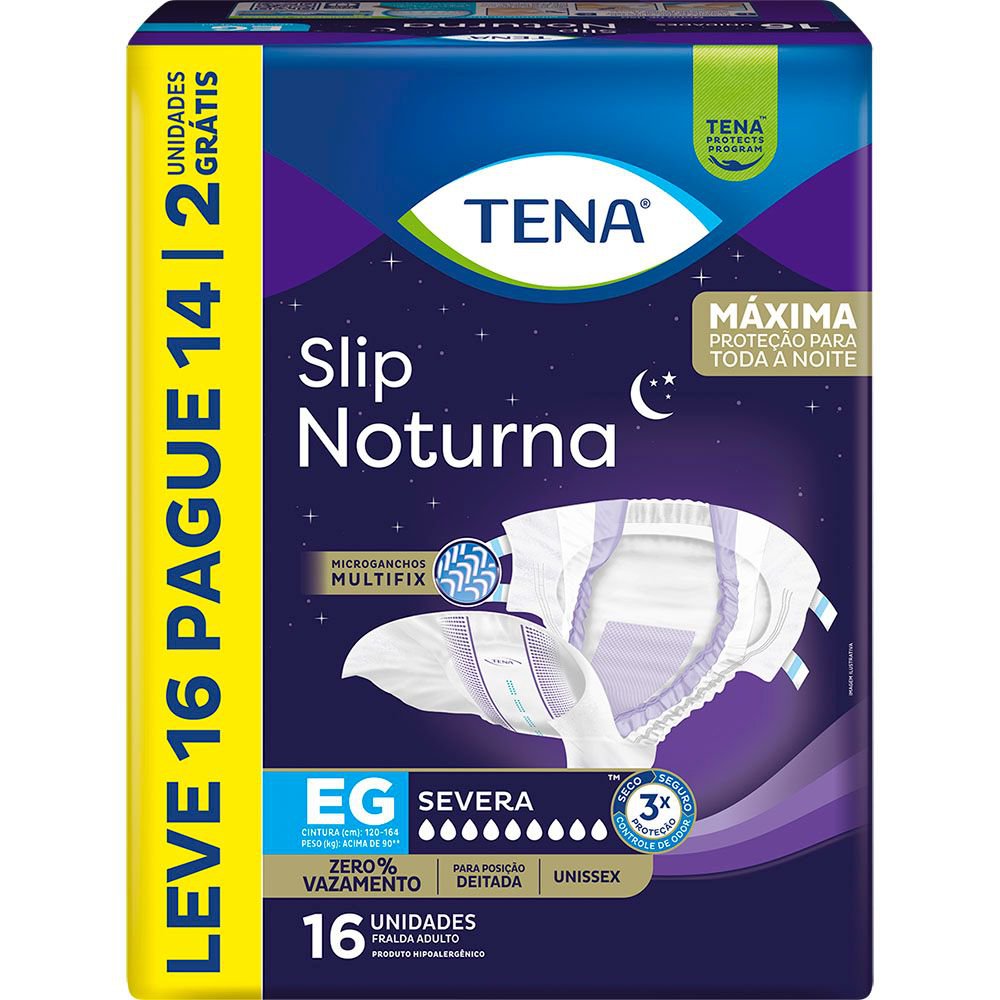 Fralda Geriatrica Tena Slip Noturna Eg Leve 16 Pague 14 Un