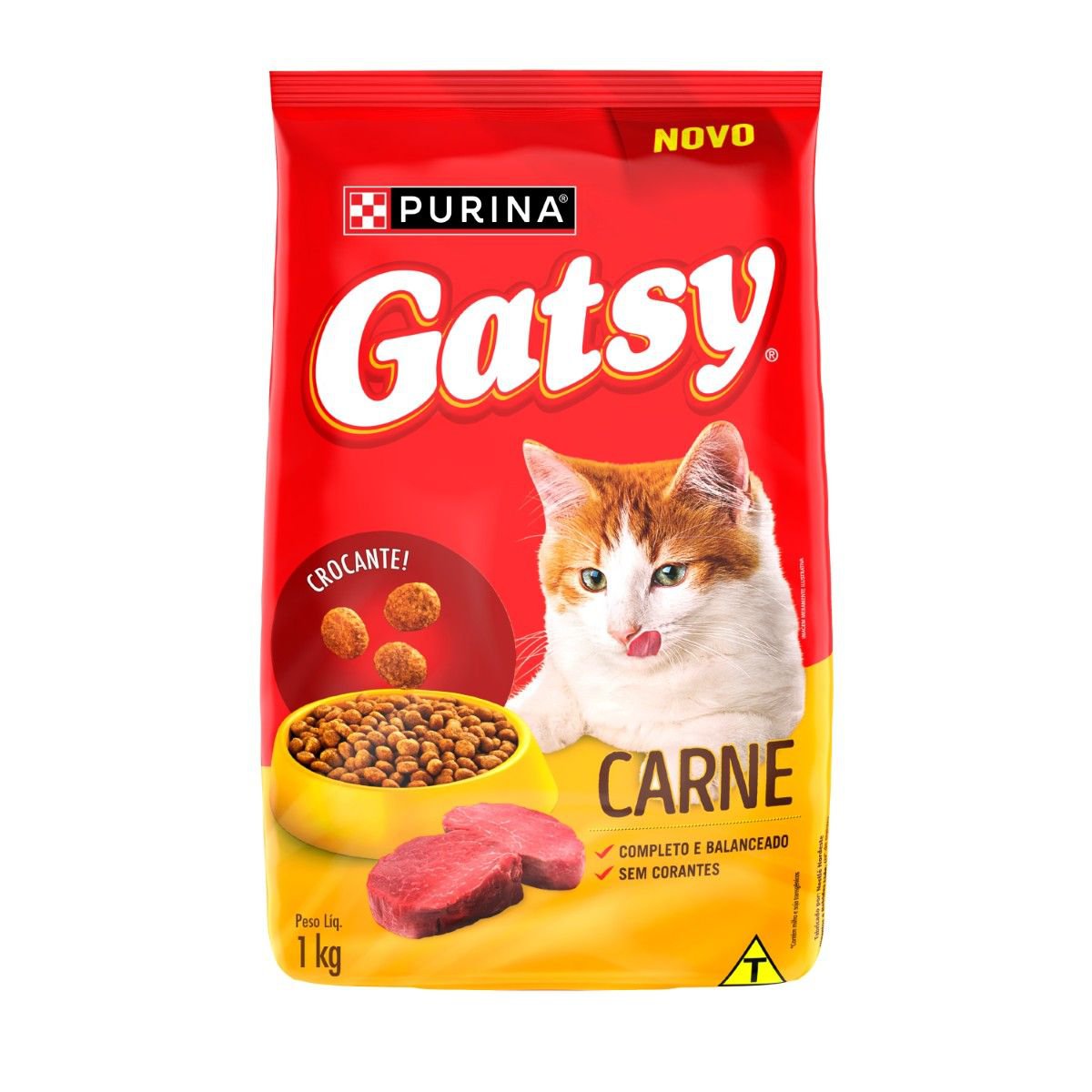 Racao Seca Purina® Gatsy® Para Gatos Adultos Carne 1Kg