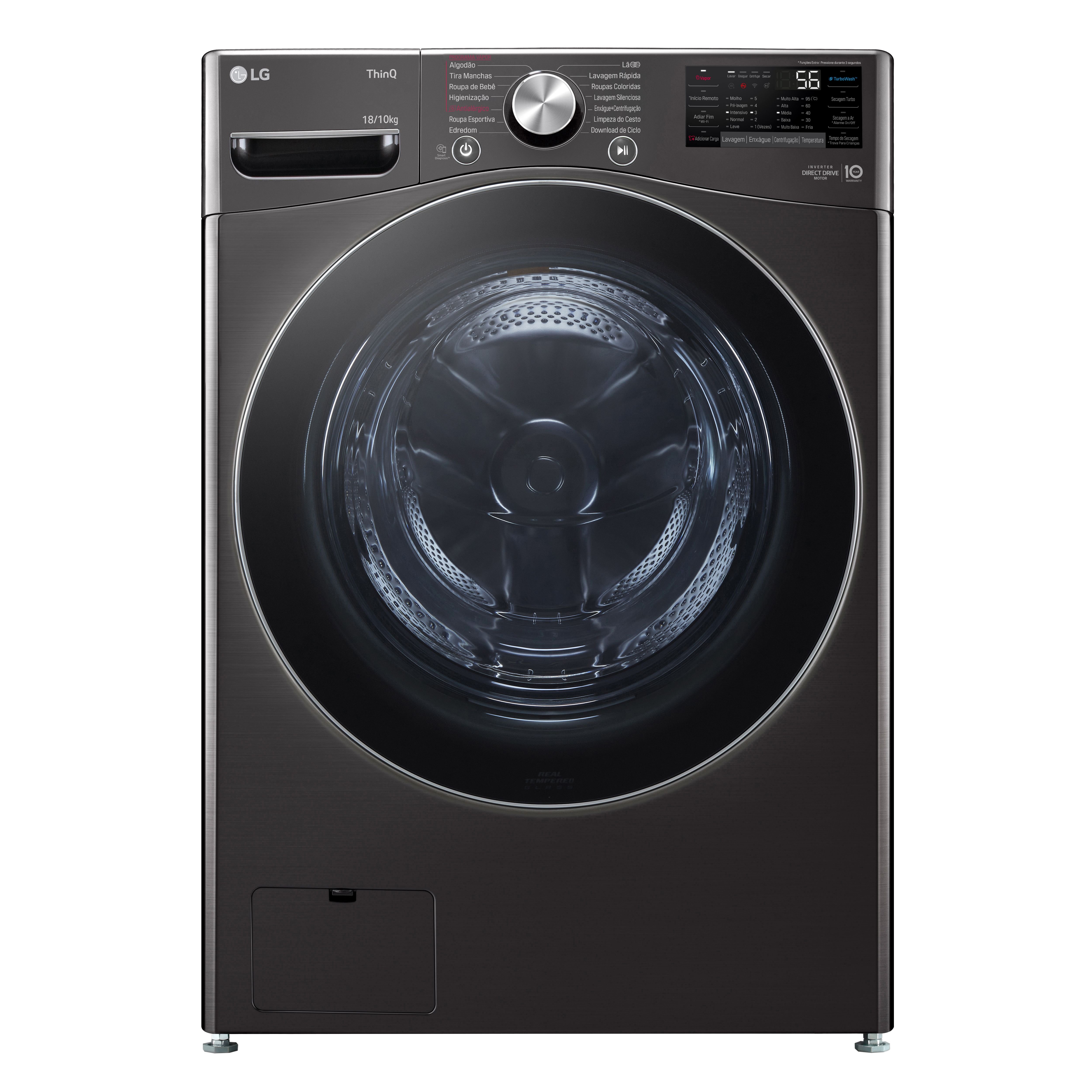Lava E Seca Smart Lg 18Kg Black Inox C/ Aidd™ 127V - Wd18Bv2S6B