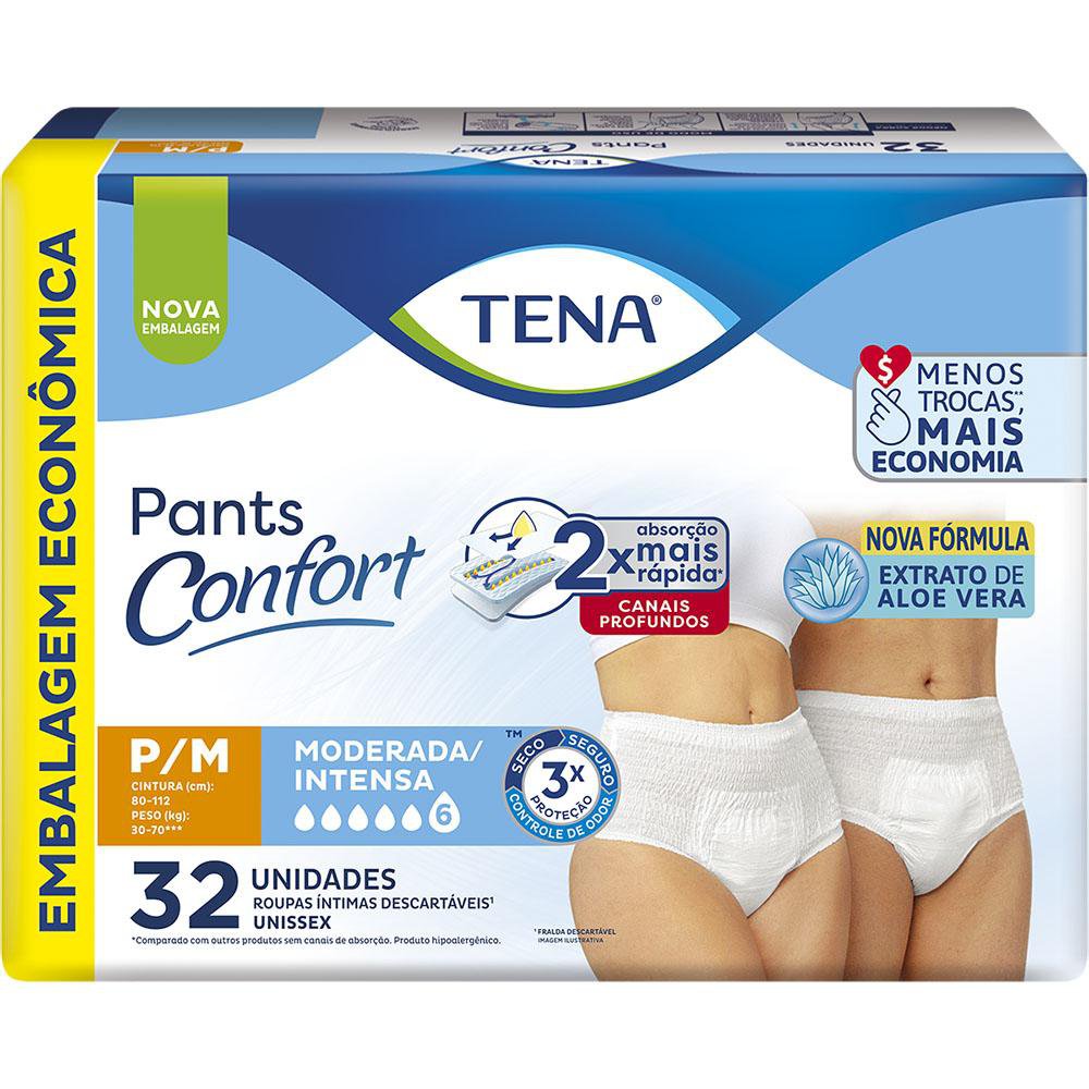 Roupa Intima Descartavel Tena Pants Confort P/M 32 Un Emb Economica
