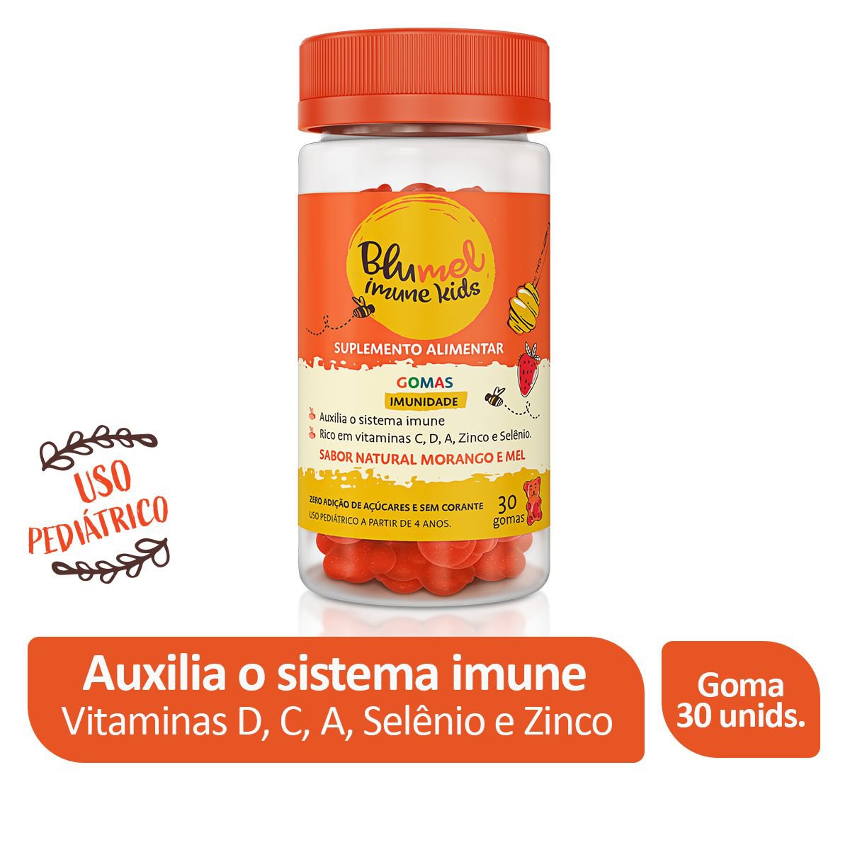 Blumel Polivitaminico Imune Kids Morango E Mel 30 Gomas