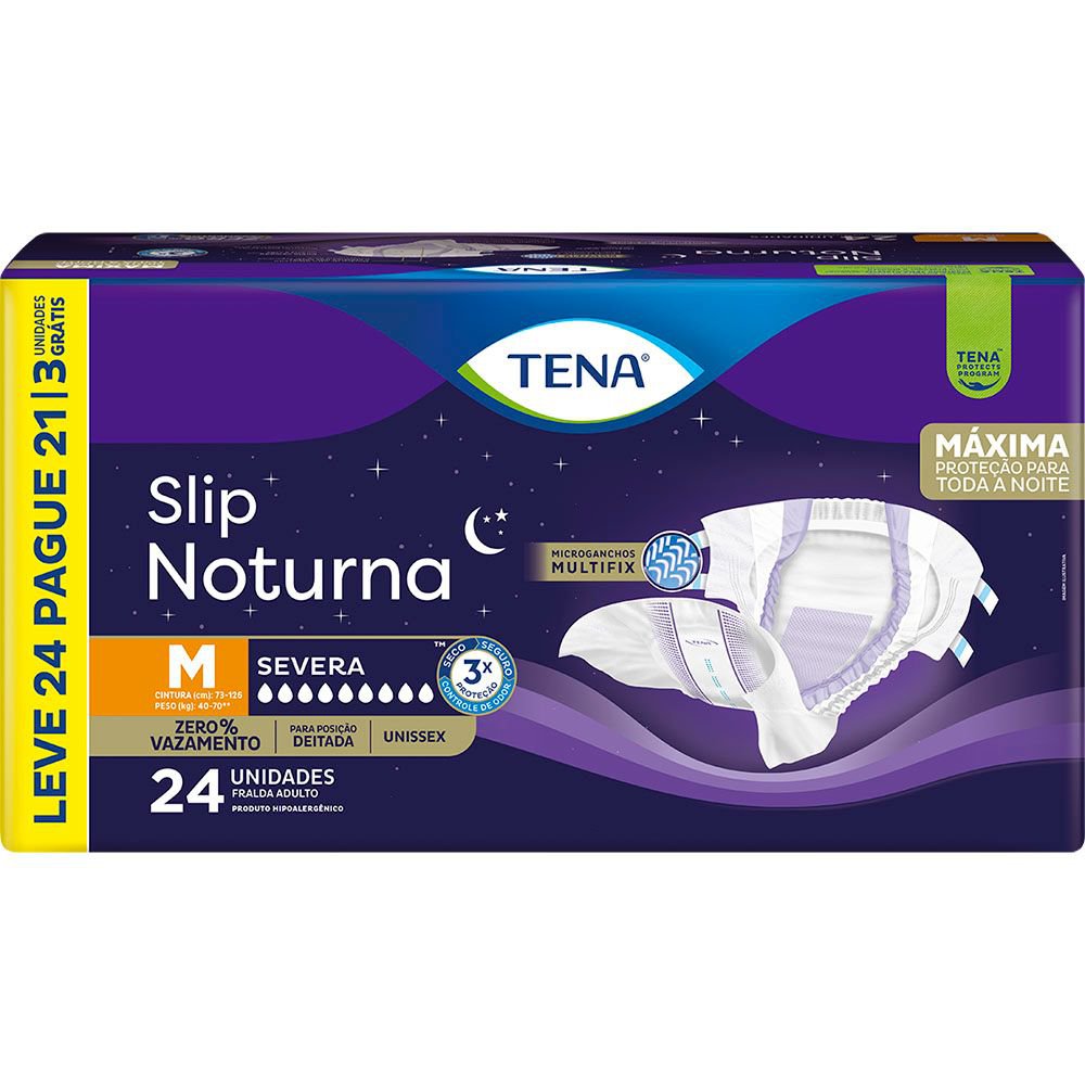 Fralda Adulto Tena Slip Noturna M Leve 24 Pague 21 Un