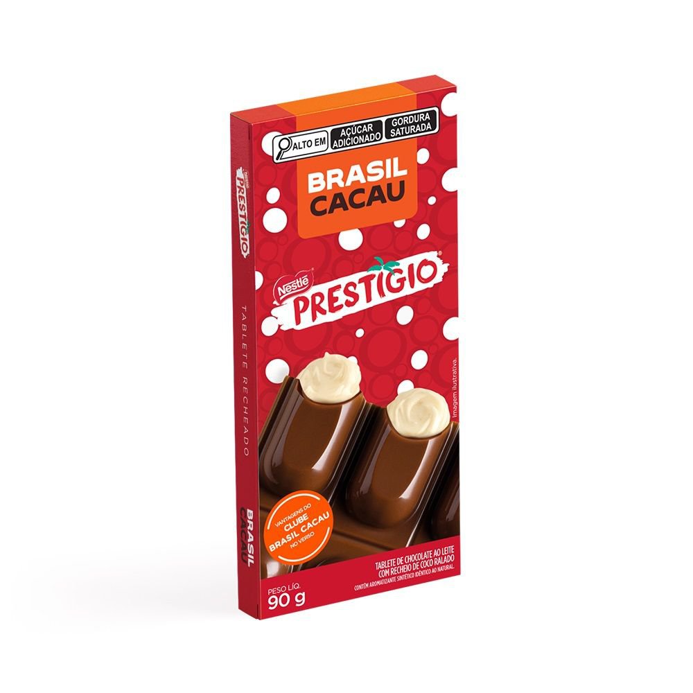 Choc Tablete Recheado Prestigio Brasil Cacau 90G