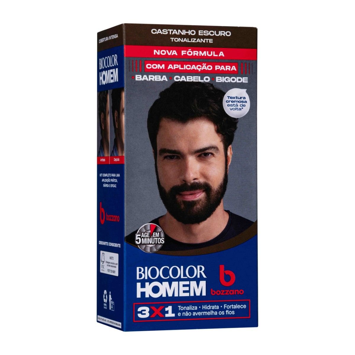Tonalizante Cabelo Masculino Biocolor Homem Bozzano Castanho Escuro
