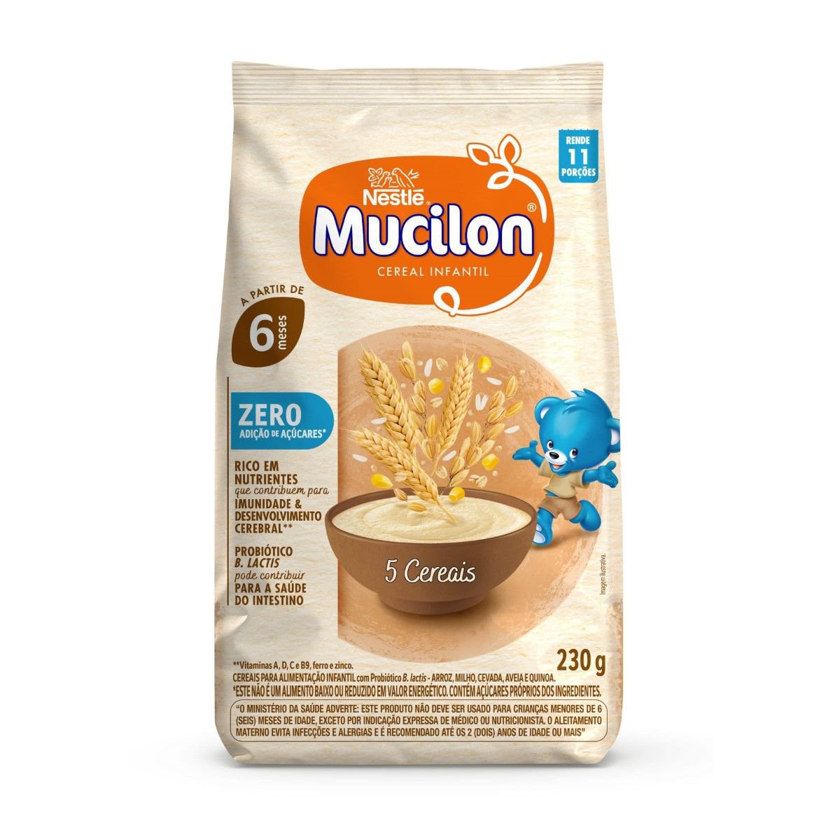 Cereal Infantil Mucilon 5 Cereais Zero 230G