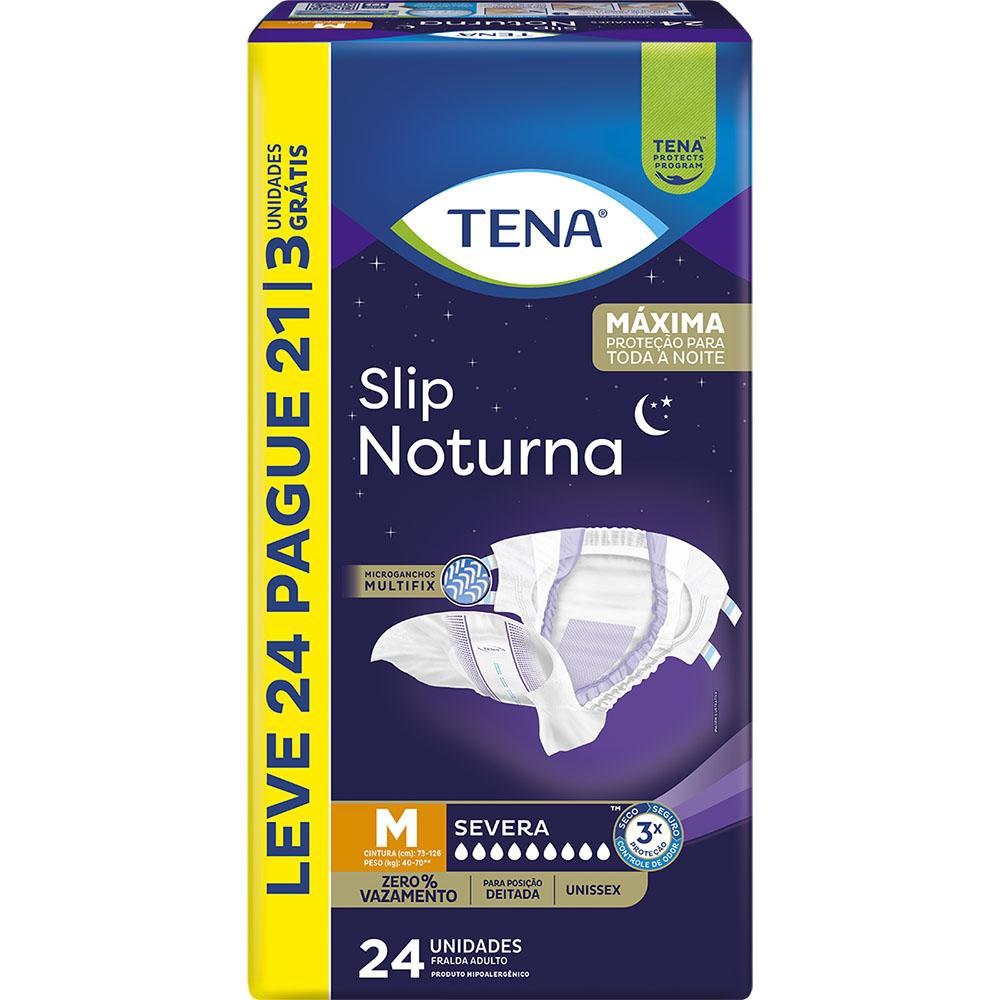 Fralda Adulto Tena Slip Noturna M Leve 24 Pague 21 Un