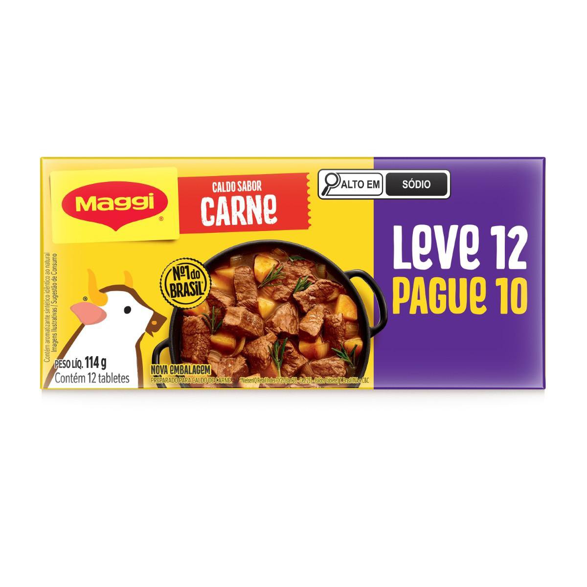 Caldo Maggi Carne Tablete Leve 12 Pague 10 - 100X114G