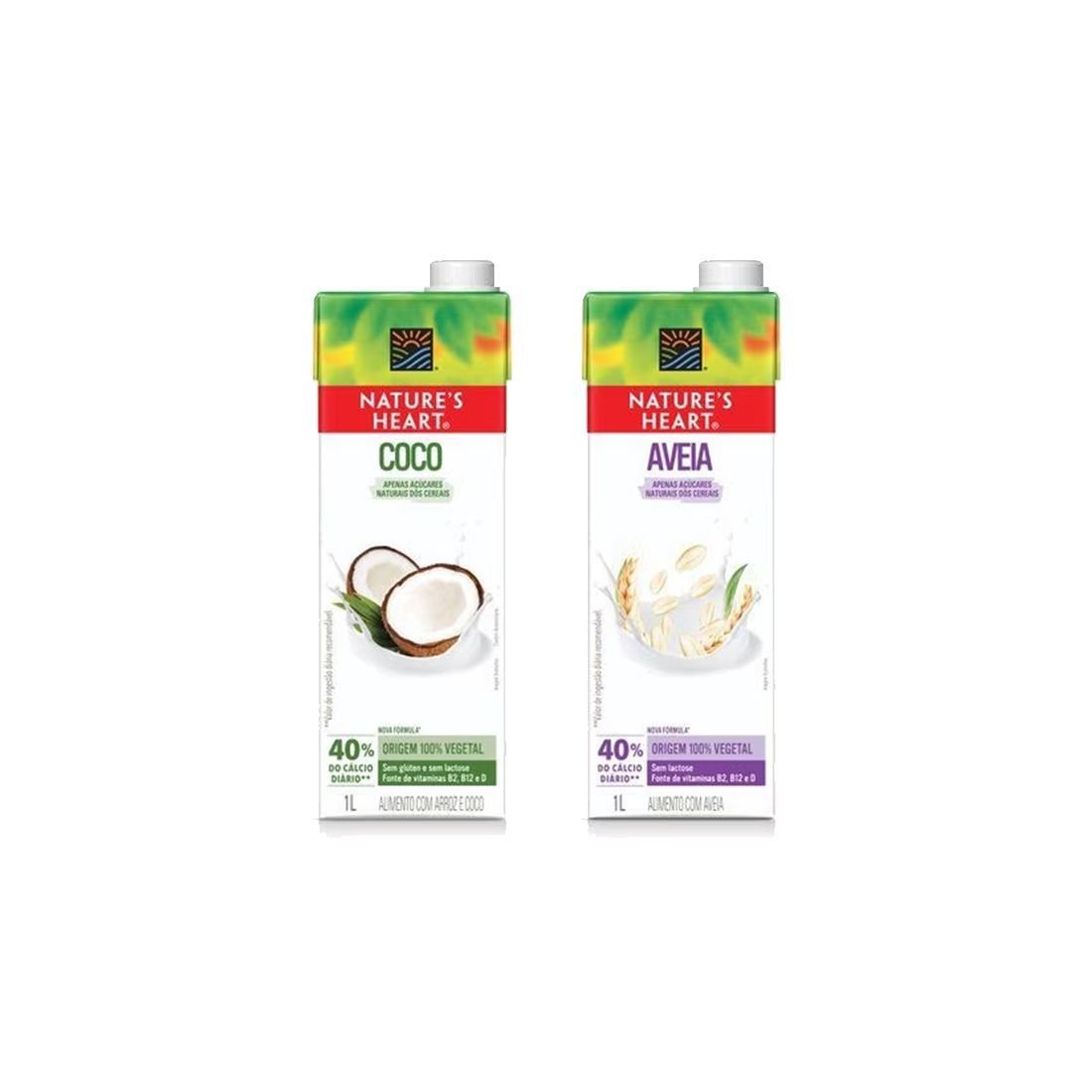 Combo Bebida Natures Heart Aveia 1L + Bebida Natures Heart Coco 1L C/ 18% Desconto