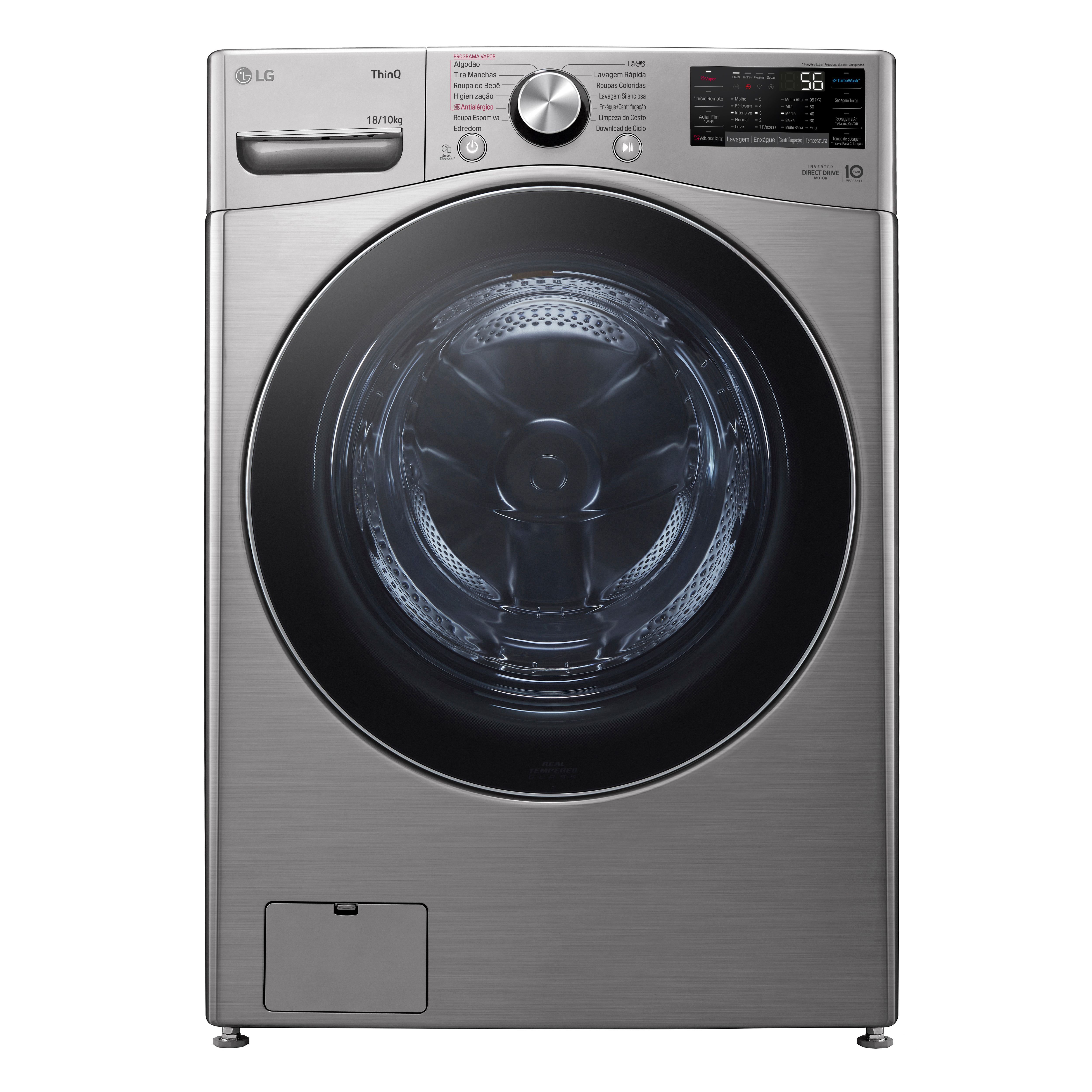 Lava E Seca Smart Lg 18Kg Inox Look C/ Aidd™ 220V - Wd18Sv2S6Ba