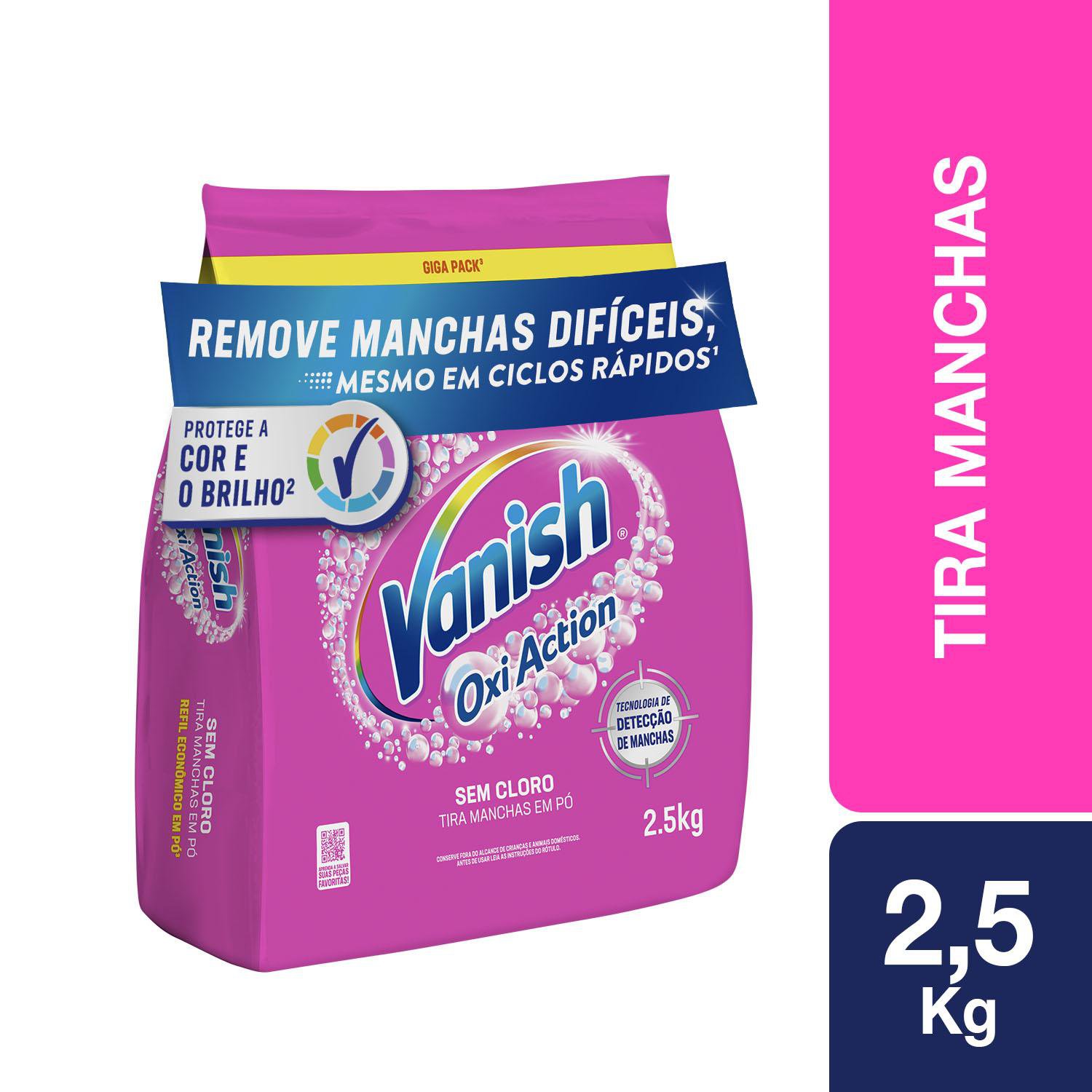 Tira Manchas Vanish Em Po Oxi Action Para Roupas Coloridas Refil Economico 2,5Kg