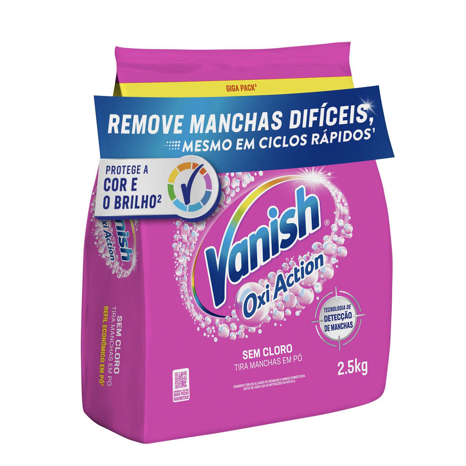 Tira Manchas Vanish Em Po Oxi Action Para Roupas Coloridas Refil Economico 2,5Kg