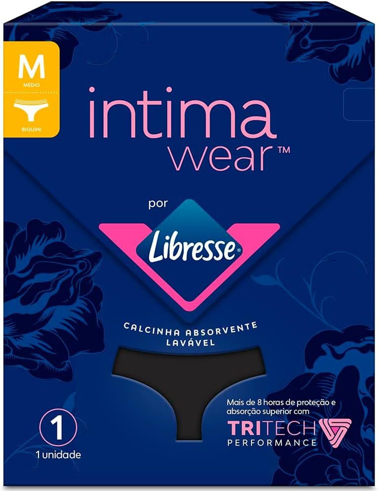 Libresse Calcinha Absorvente Lavavel Menstrual Biquini Preto - M