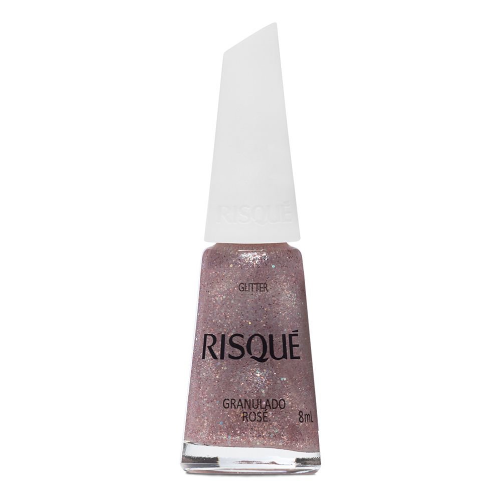 Esmalte Risque Glitter Rose Granulado Rose 8Ml