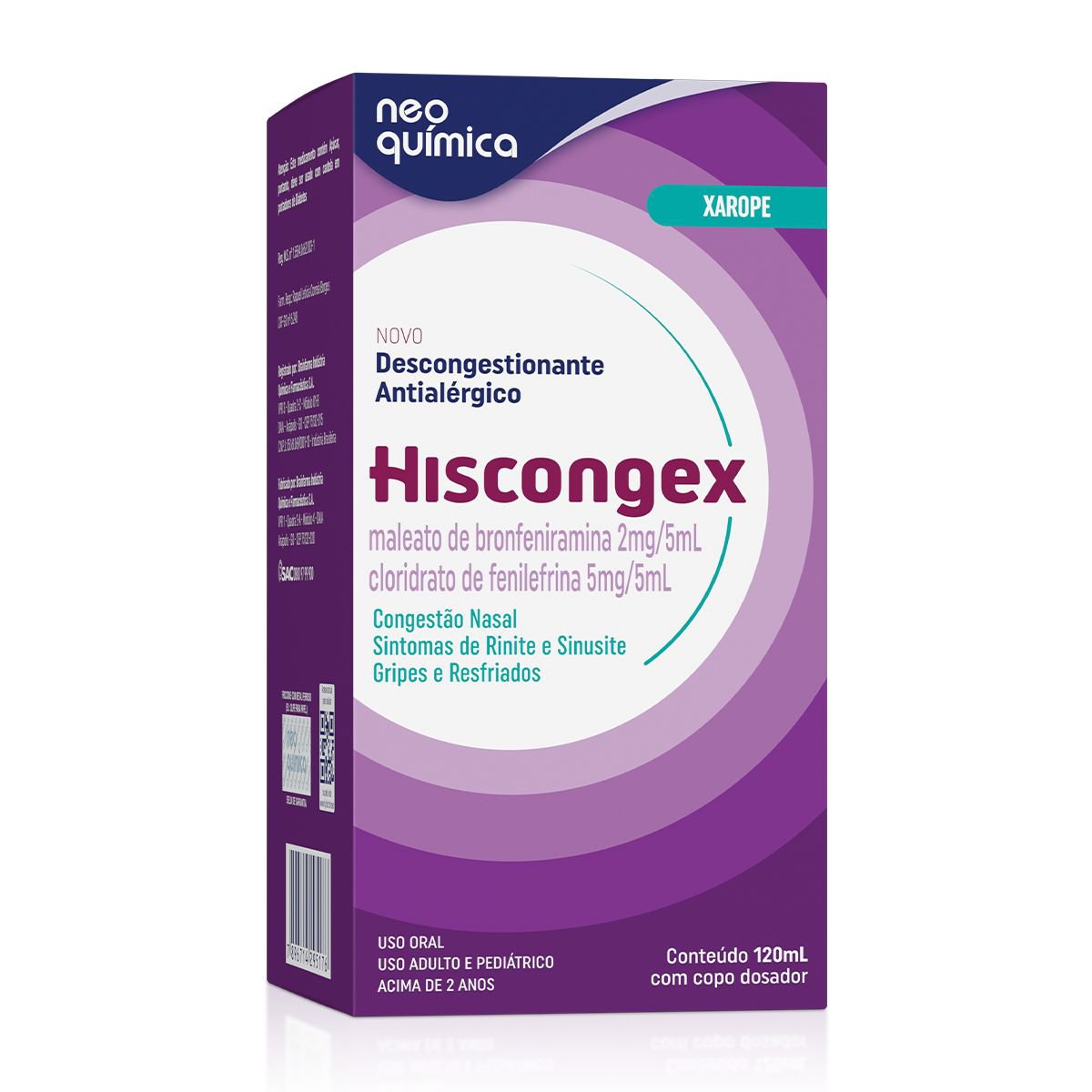 Hiscongex Maleato Bronfeniramina 2Mg + Cloridrato Fenilefrina 5Mg Xarope 120 Ml