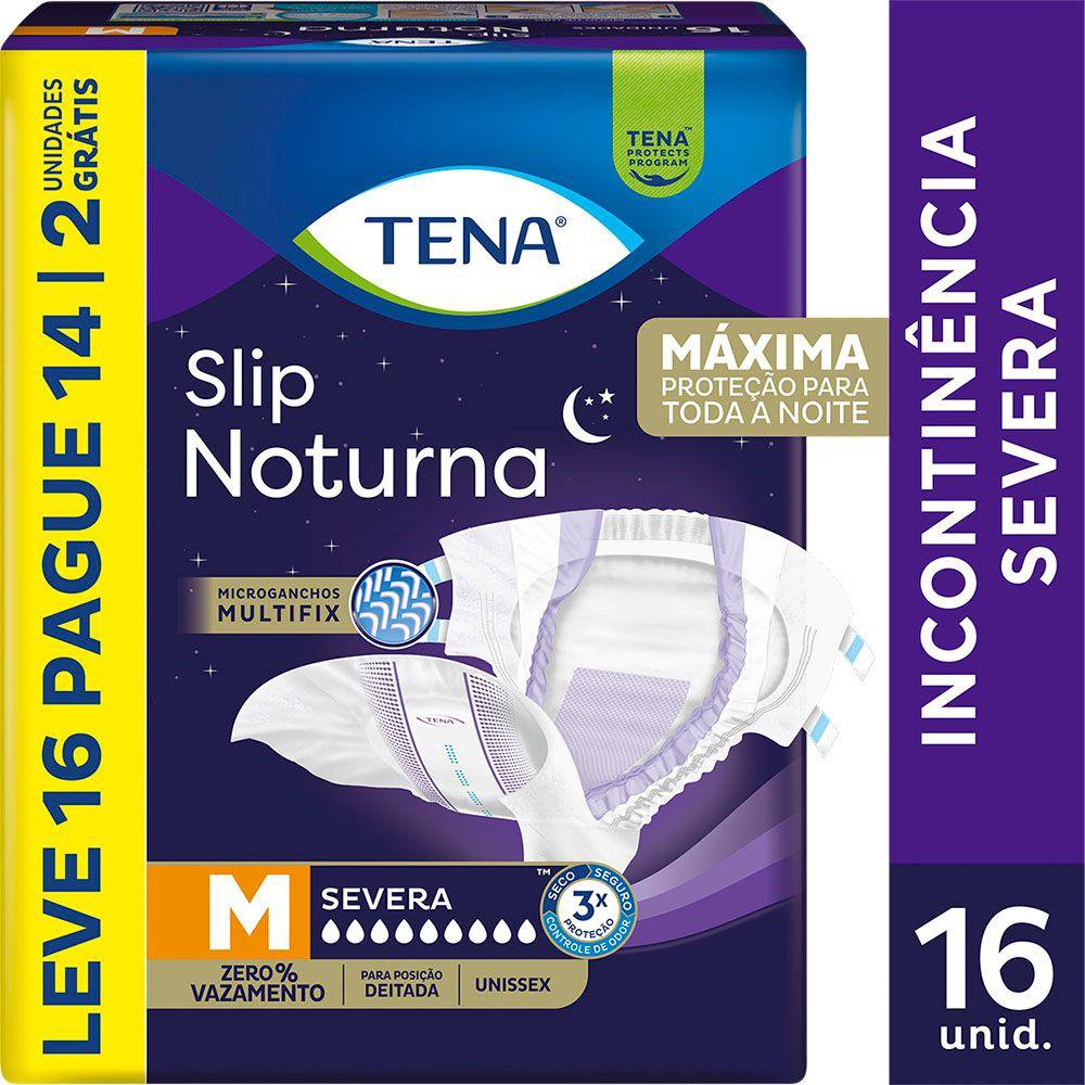 Fralda Geriatrica Tena Slip Noturna M Leve 16 Pague 14 Un