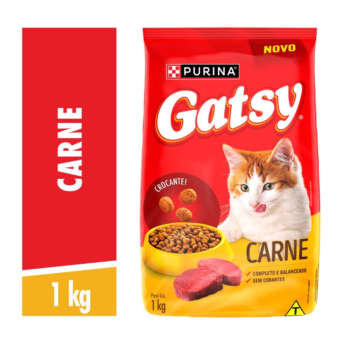 Racao Seca Purina® Gatsy® Para Gatos Adultos Carne 1Kg