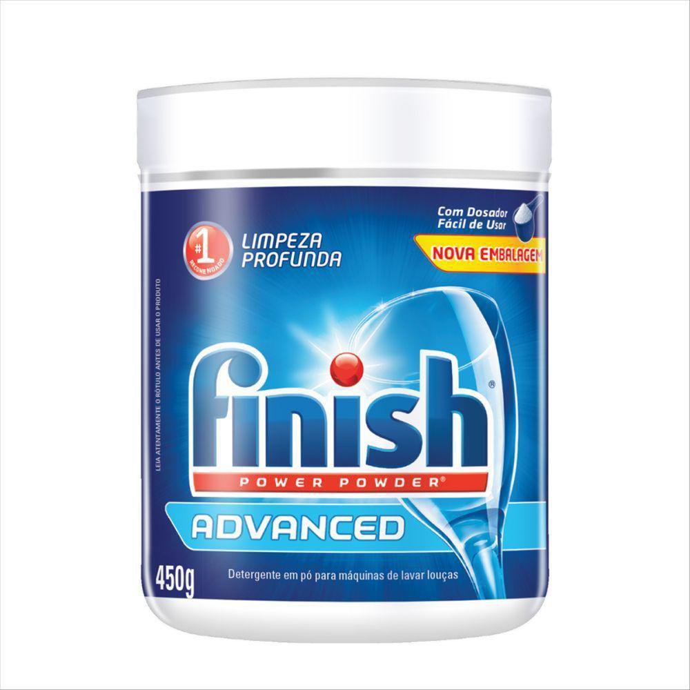 Finish Power Powder Advanced Detergente Para Lava Loucas Em Po 450G