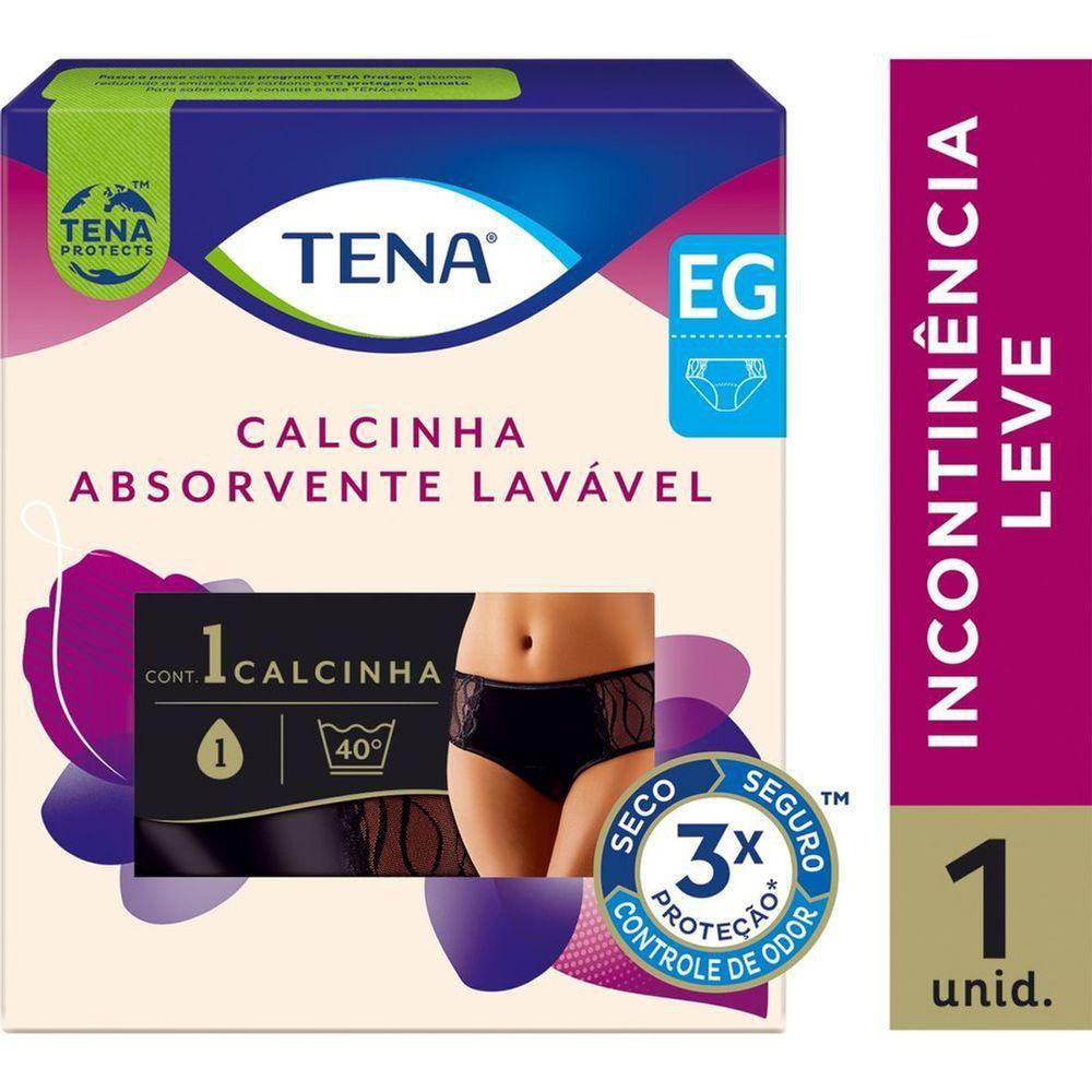 Calcinha Absorvente Lavavel Tena Preta Eg