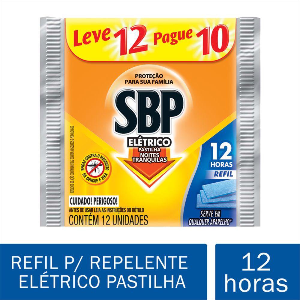 Sbp Repelente Eletrico Pastilha Refil 12 Horas Leve 12 Un Pague 10