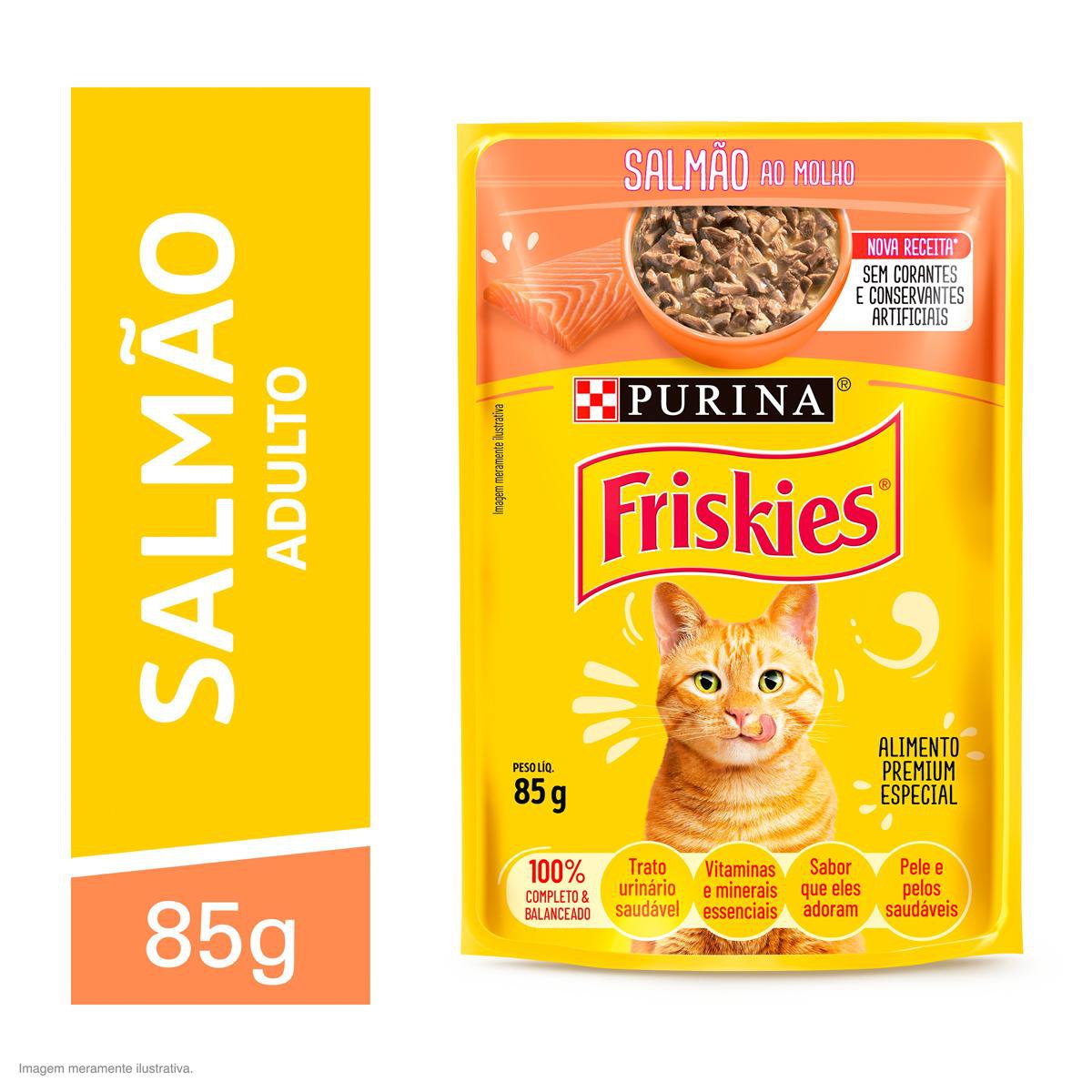 Racao Umida Purina Friskies® Para Gatos Adultos Salmao Ao Molho 85G