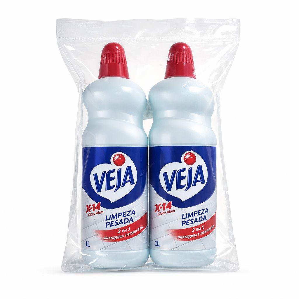 Kit Limpador Limpeza Pesada Cloro Ativo Veja 1L 2 Un