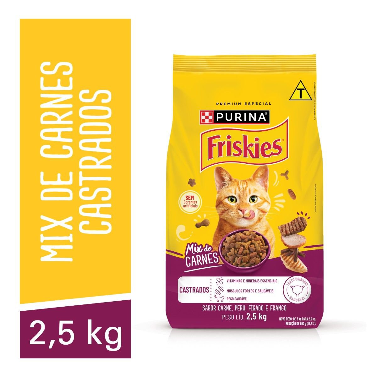 Racao Seca Purina Friskies® Mix Carne Para Gatos Castrados 2,5Kg