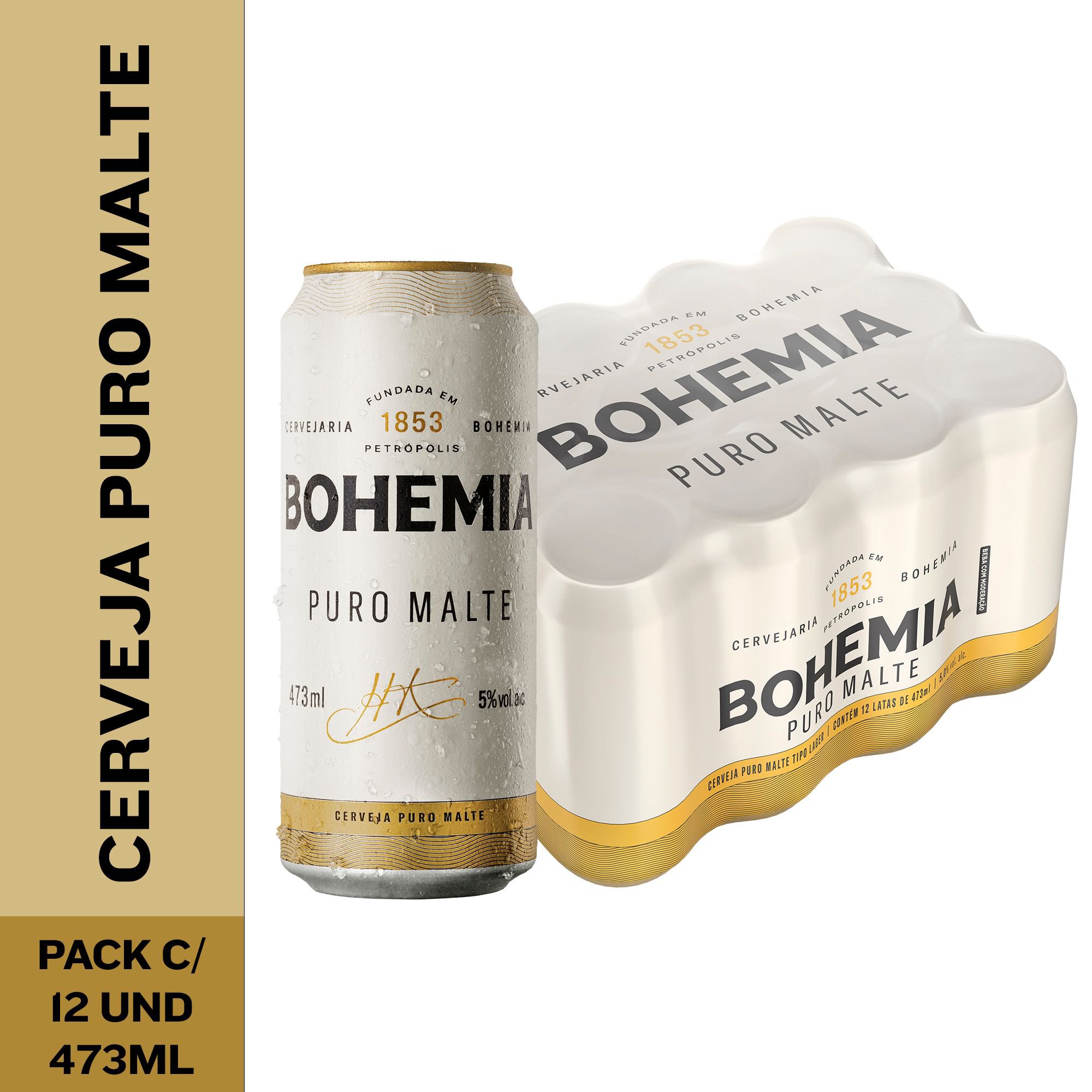 Cerveja Bohemia Puro Malte 473Ml Lata Pack C/ 12
