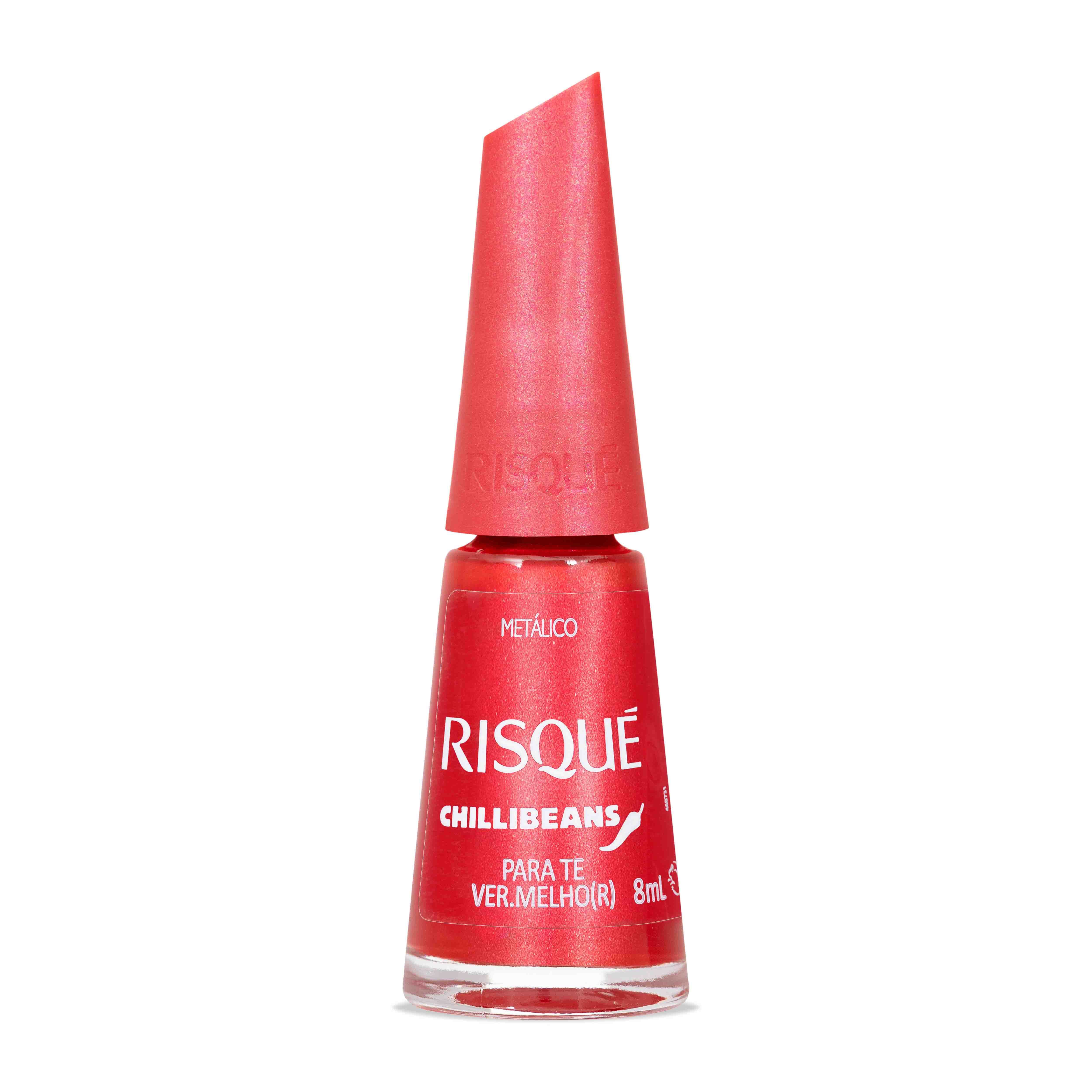 Esmalte Vermelho Risque & Chilli Beans Para Te Vermelhor Metalico 8Ml