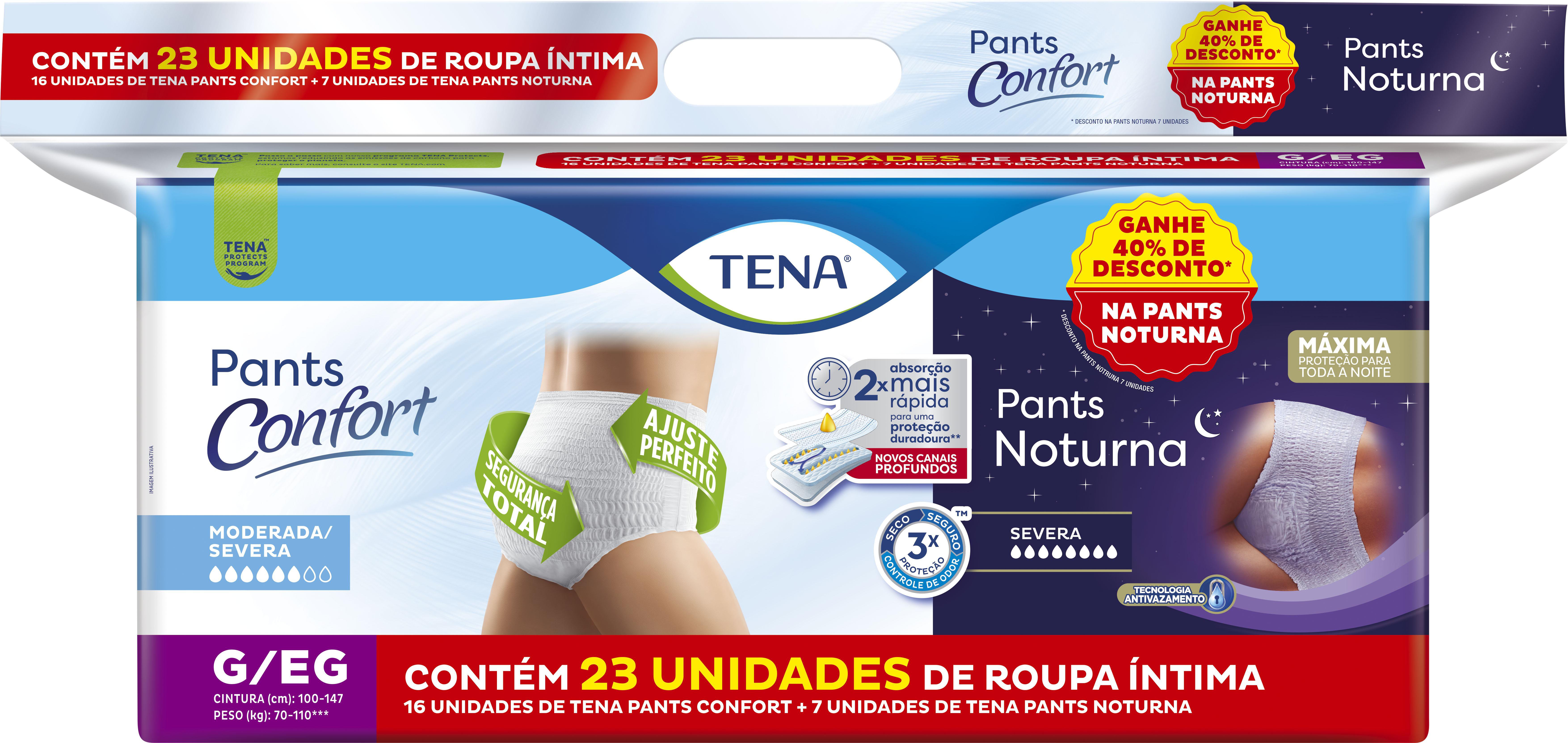 Kit Roupa Intima Tena Pants Confort 16U + Tena Pants Noturna 7U G/Eg