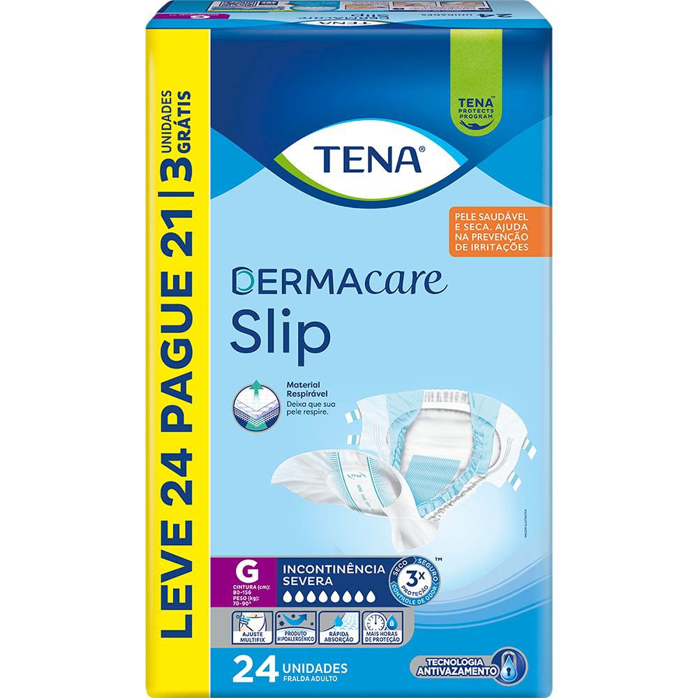 Fralda Adulto Tena Slip Dermacare G Leve 24 Pague 21 Un