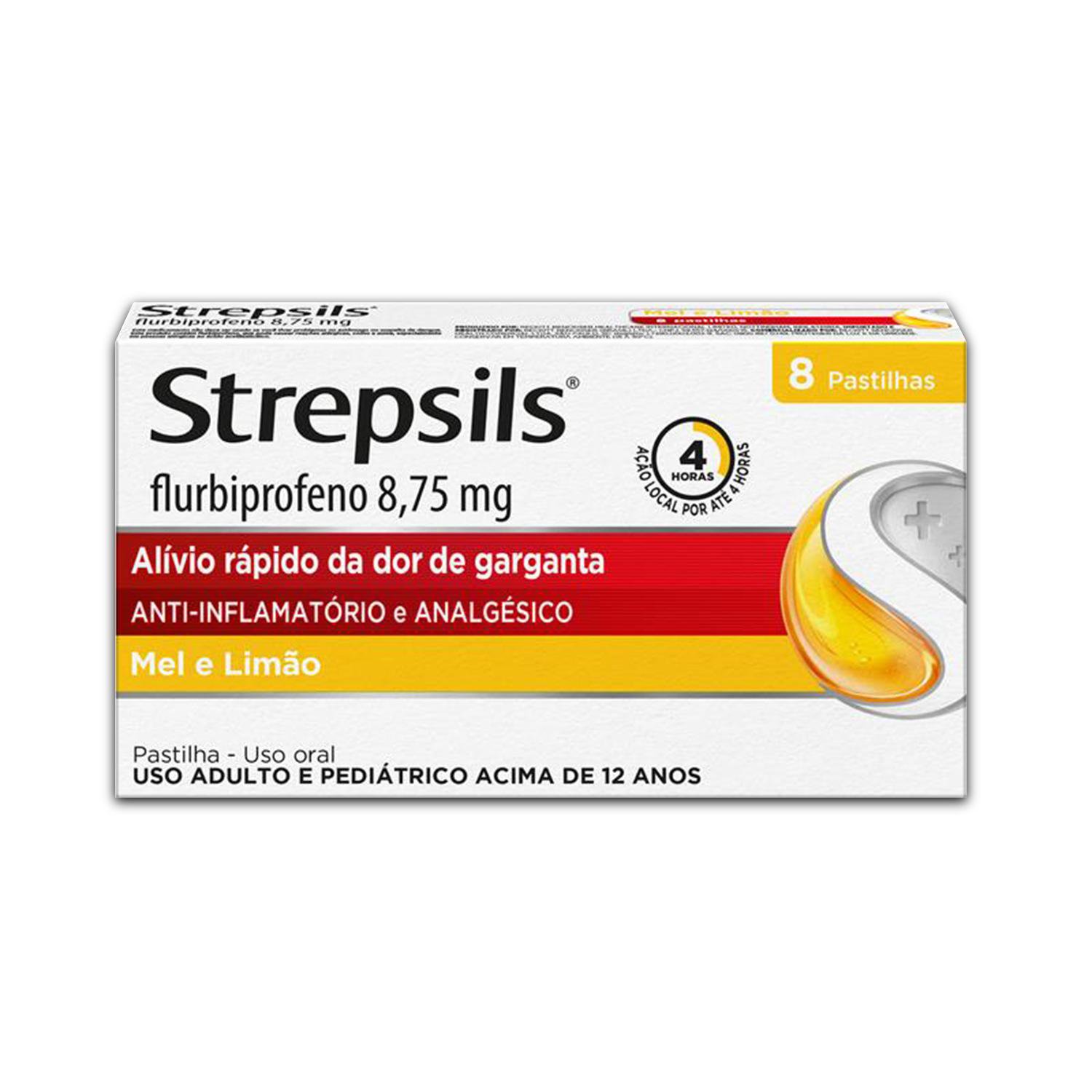 Pastilhas Para Garganta Strepsils Sabor Mel E Limao - Caixa 8 Pastilhas