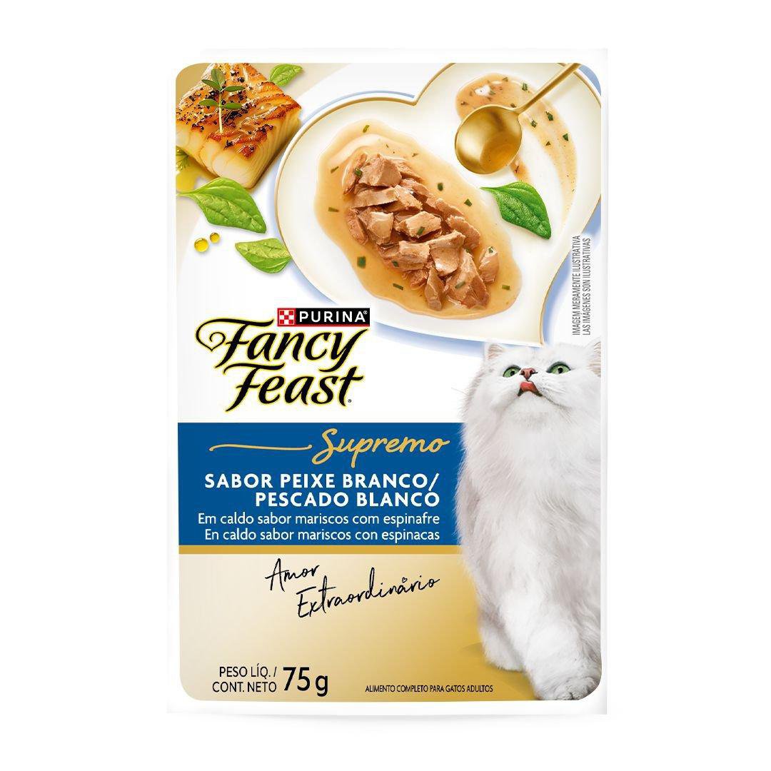 Racao Umida Purina® Fancy Feast® Supremo Peixe Branco Para Gatos Adultos 75G - 15 Un