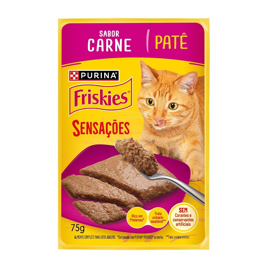 Racao Umida Purina Friskies® Pate Sensacoes Para Gatos Adultos Carne 75G