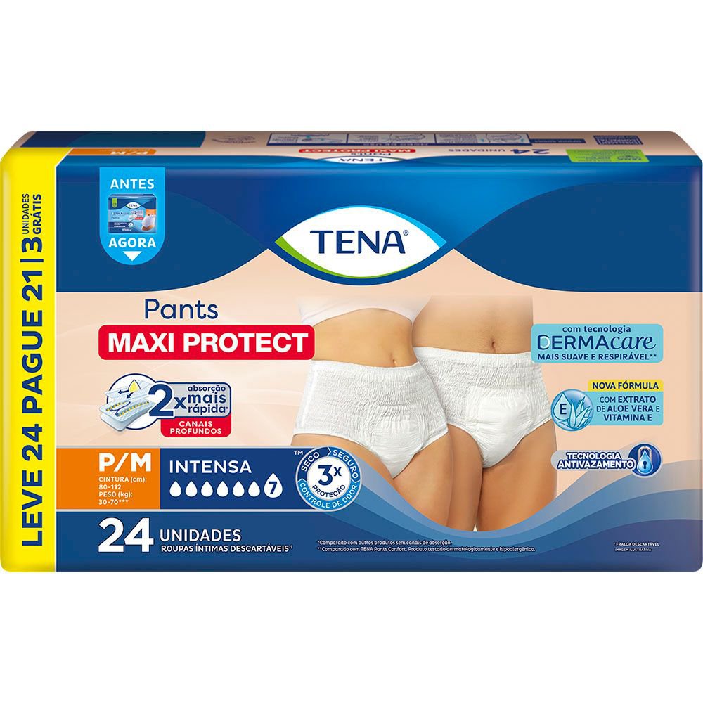 Roupa Intima Tena Pants Maxi Protect P/M Leve 24 Pague 21 Un
