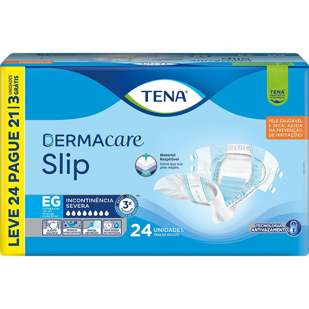 Fralda Adulto Tena Slip Dermacare Eg Leve 24 Pague 21 Un