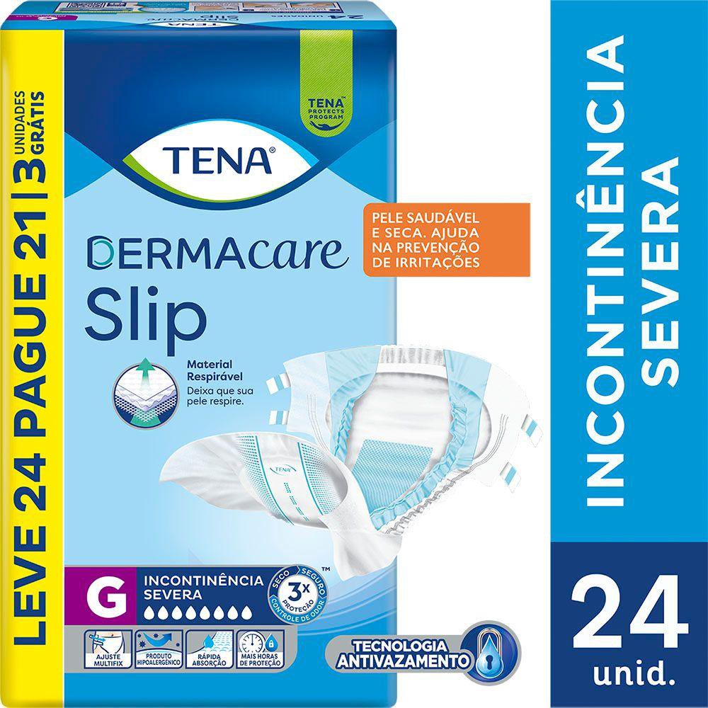 Fralda Adulto Tena Slip Dermacare G Leve 24 Pague 21 Un