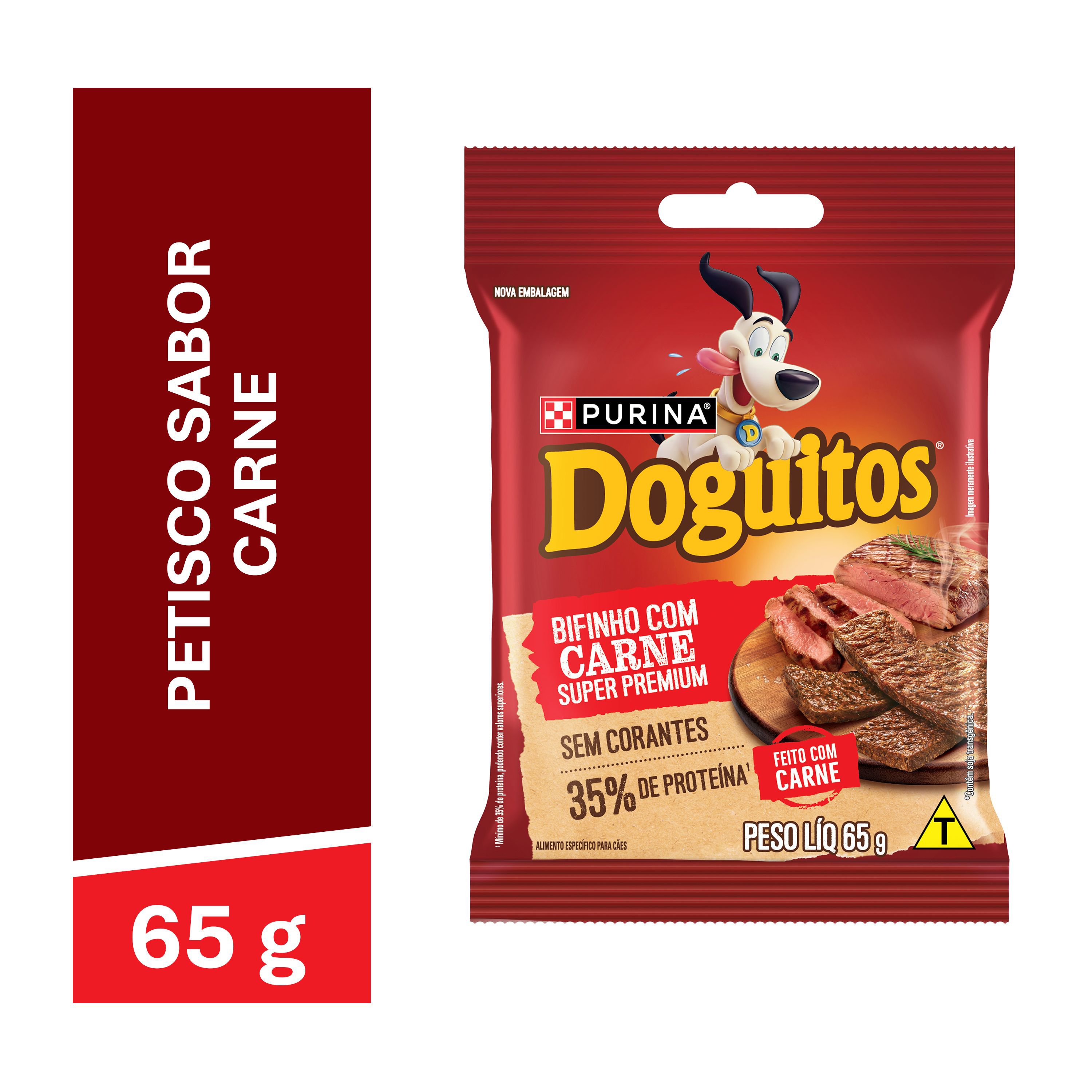 Petisco Bifinho Purina® Doguitos® Para Caes Adultos Carne 65G