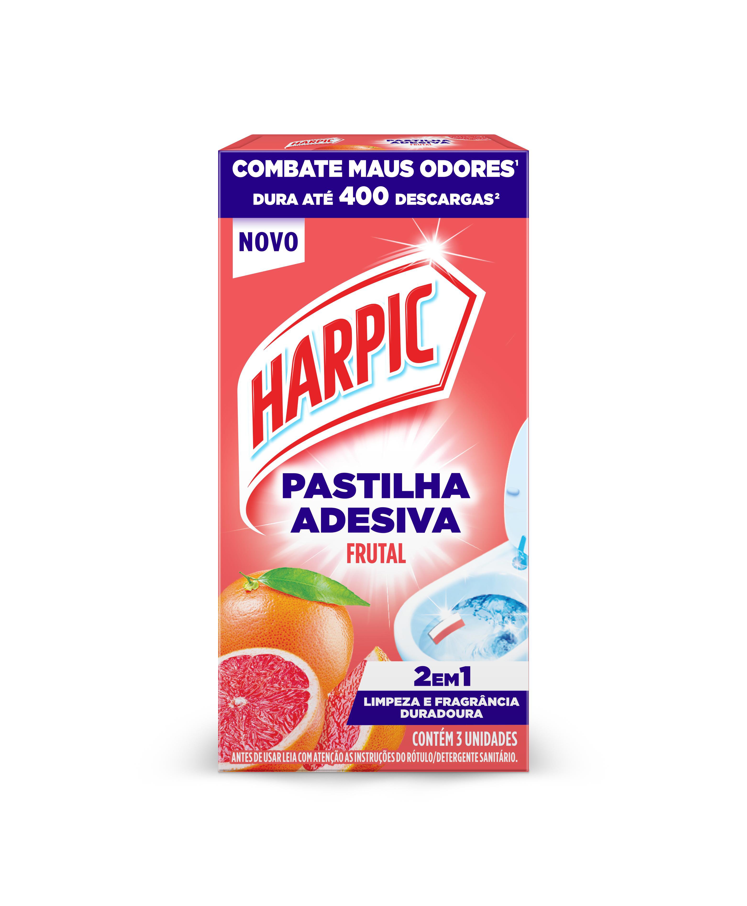Detergente Sanitario Pastilha Adesiva Frutal Harpic 3 Un