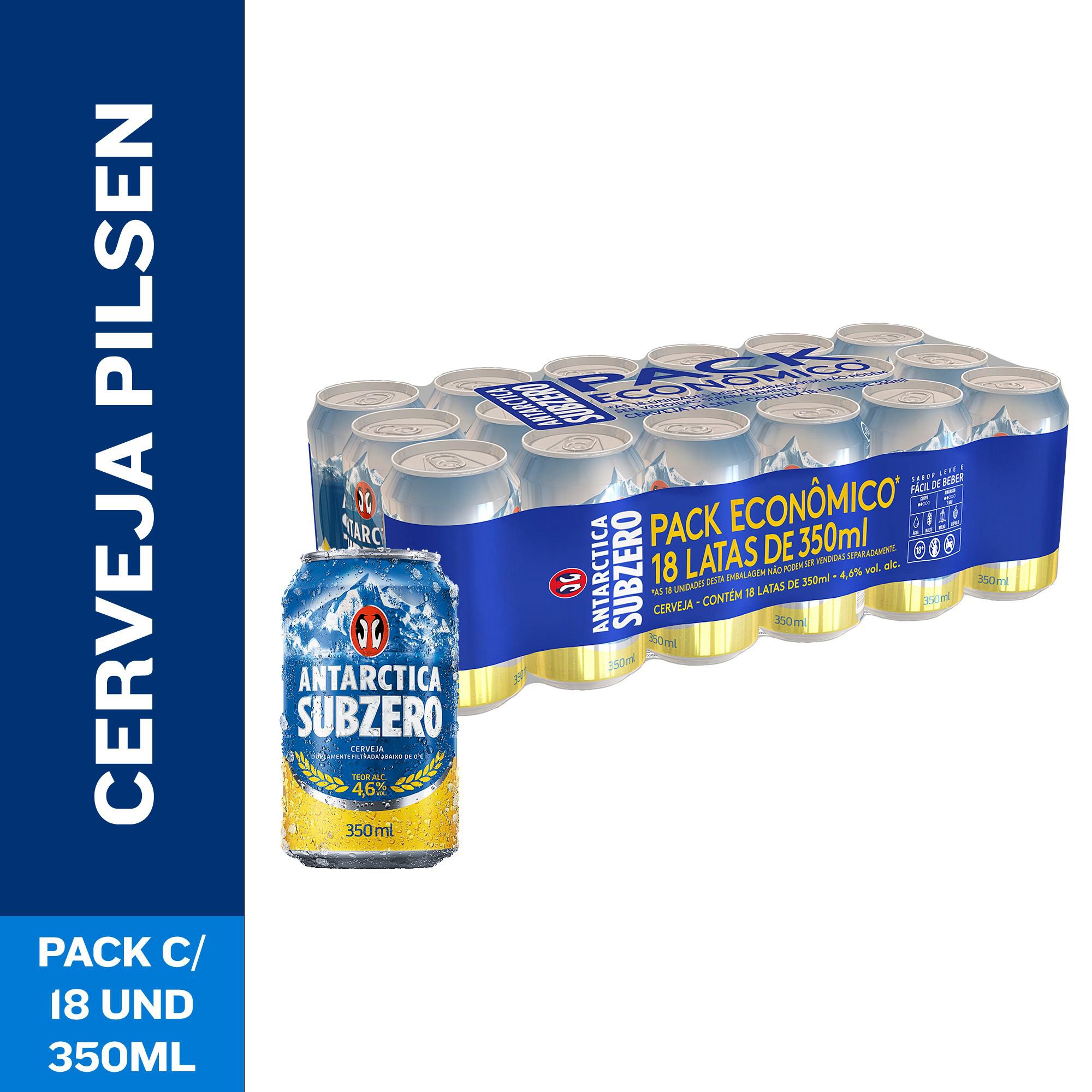 Cerveja Antarctica Subzero Pilsen 350Ml Lata Pack C/18