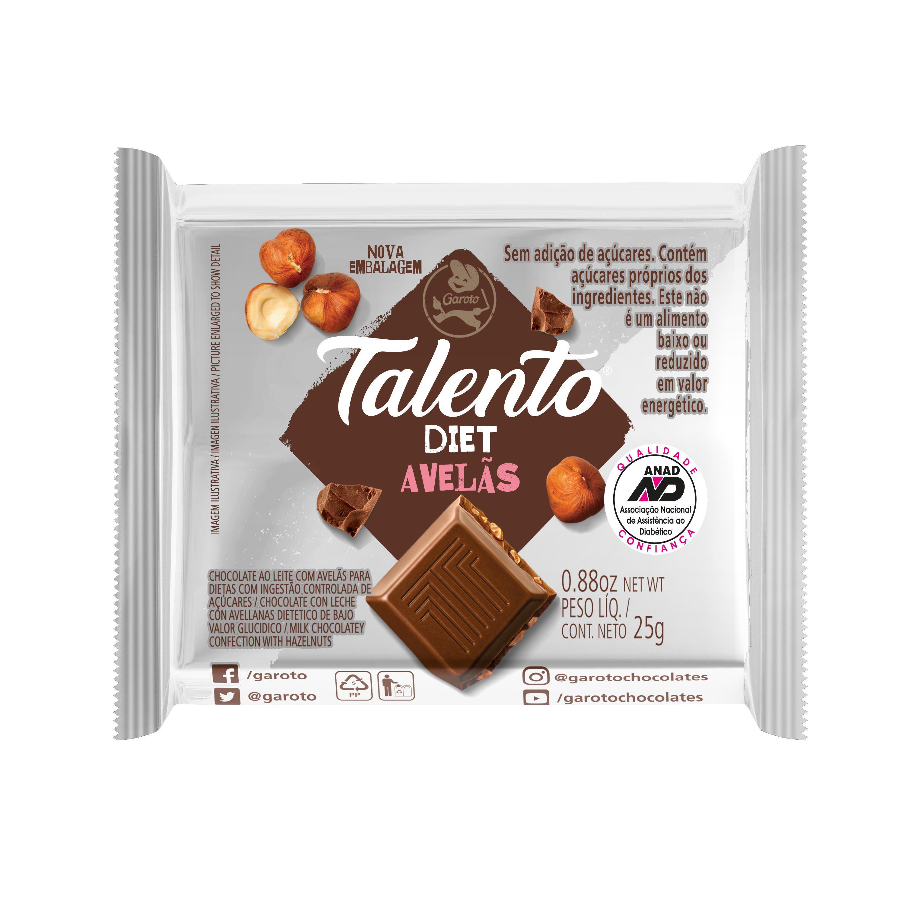 Choc Garoto Talento Diet C/ Avelas 25G