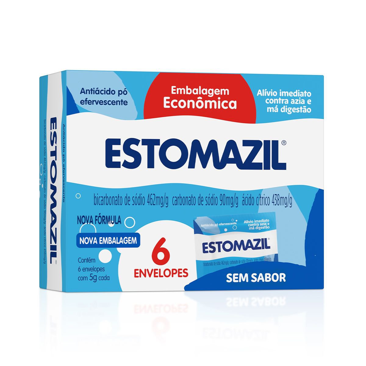 Estomazil Sem Sabor Po Efervescente 6 Envelopes 5G Cada
