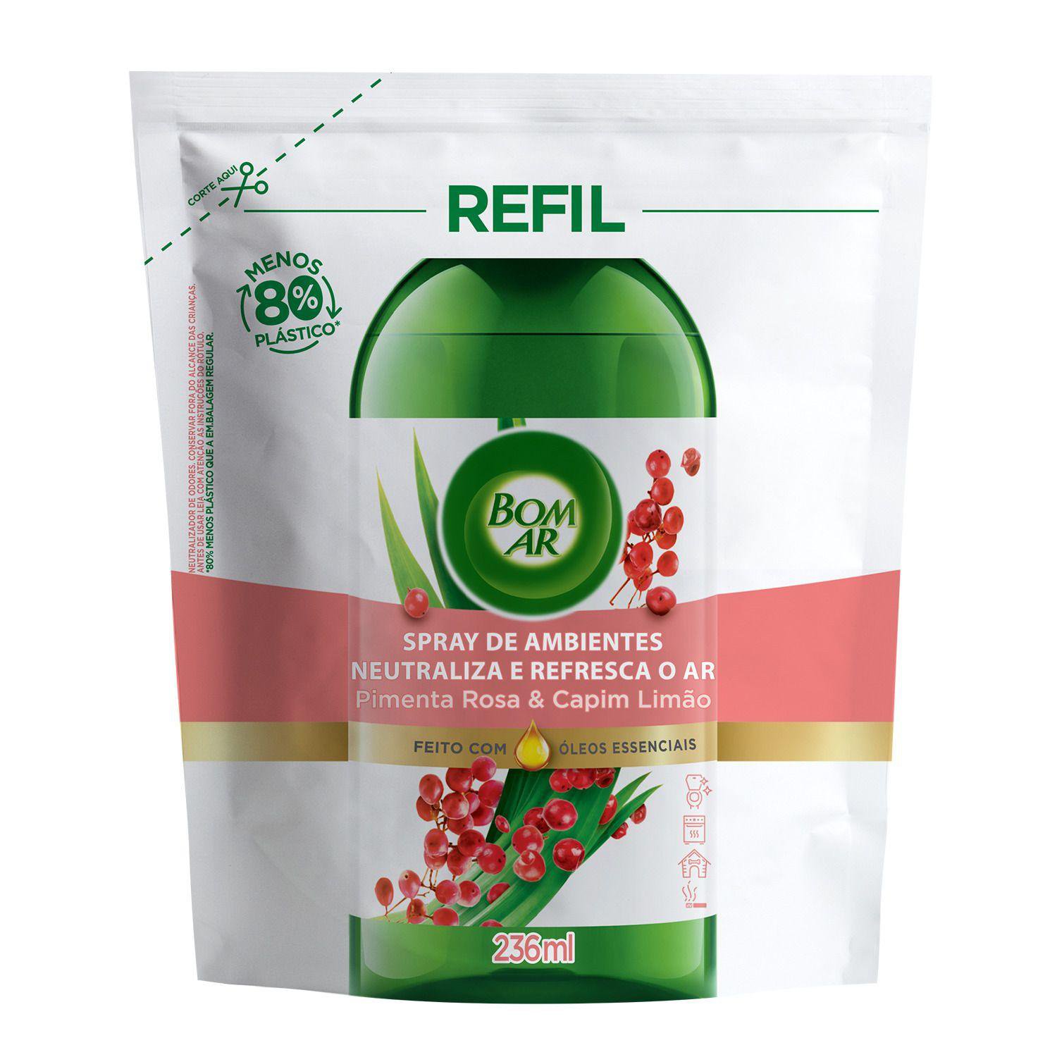 Desodorizador Bom Ar Refil Ambientes Pimenta 236Ml