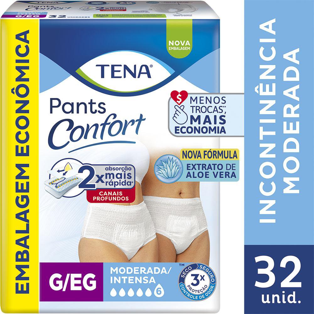 Roupa Intima Descartavel Tena Pants Confort G/Eg 32 Un Emb Economica