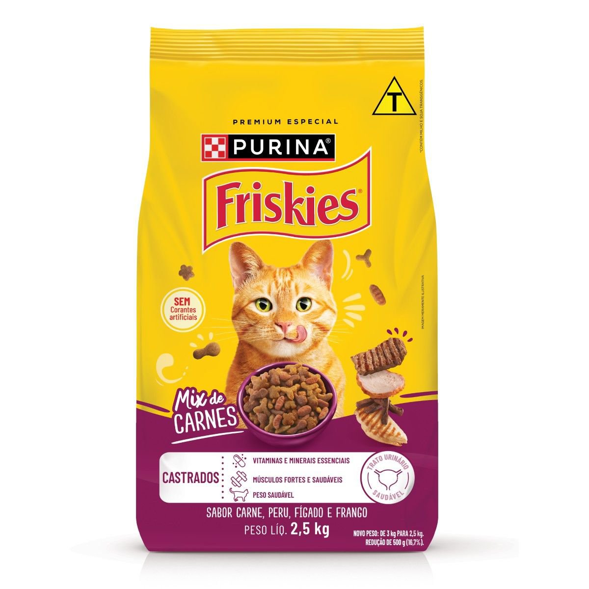 Racao Seca Purina Friskies® Mix Carne Para Gatos Castrados 2,5Kg